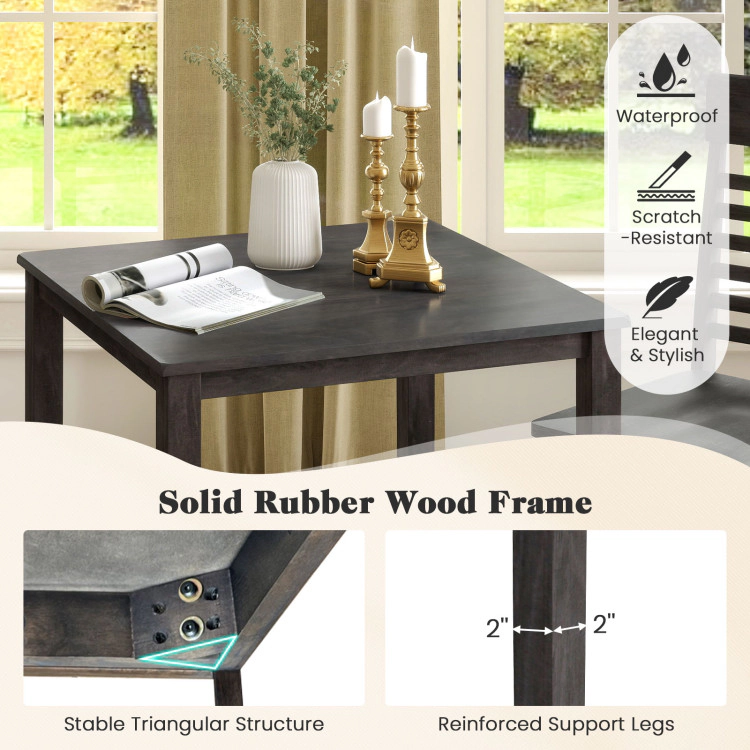 Hivvago 3-Piece Counter-Height Dining Table Set For 2 With Rubber Wood Frame And Footrest