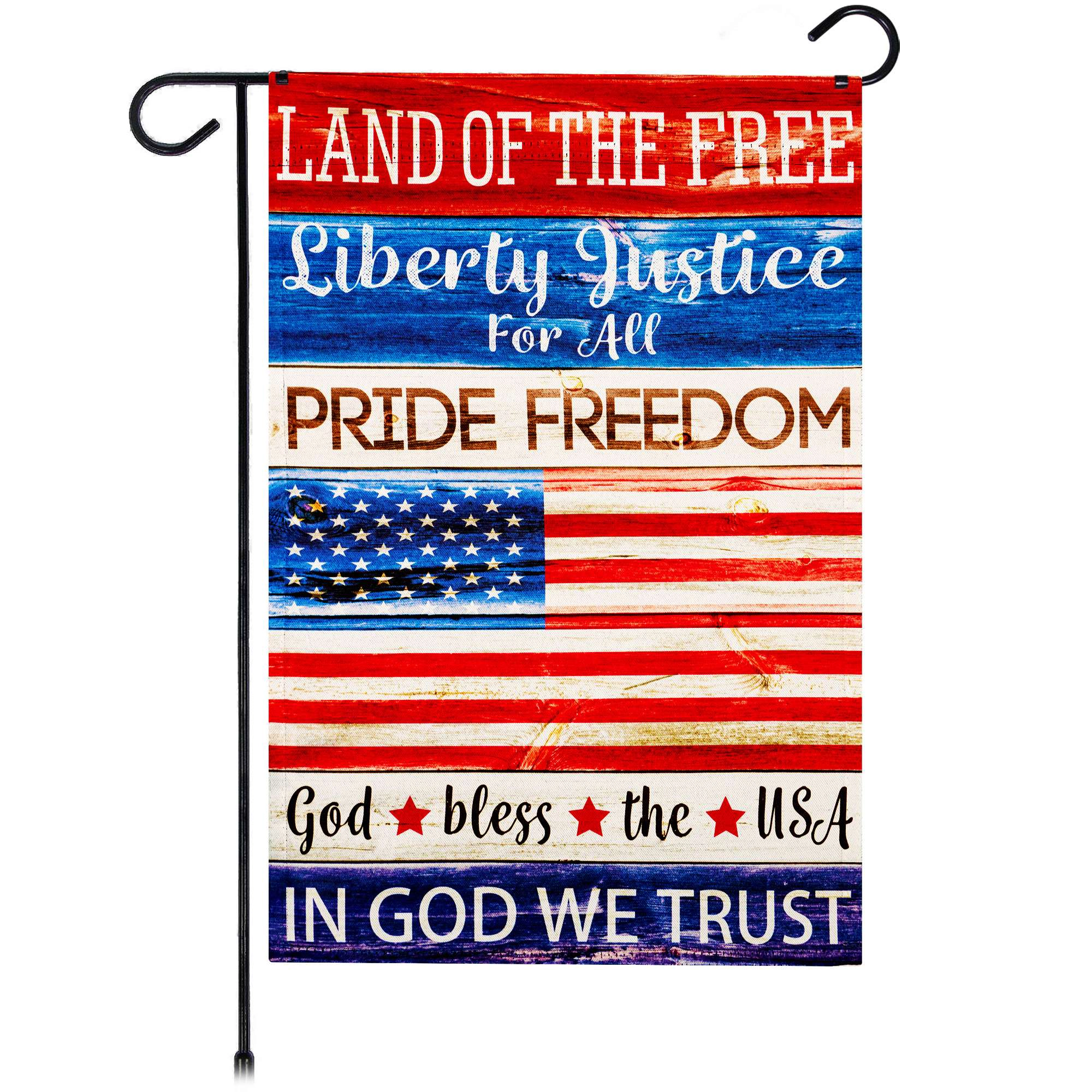 G128 Land of the Free Liberty Double-Sided Garden Flag 12x18 in, Patriotic Independence Day Outdoor Decoration