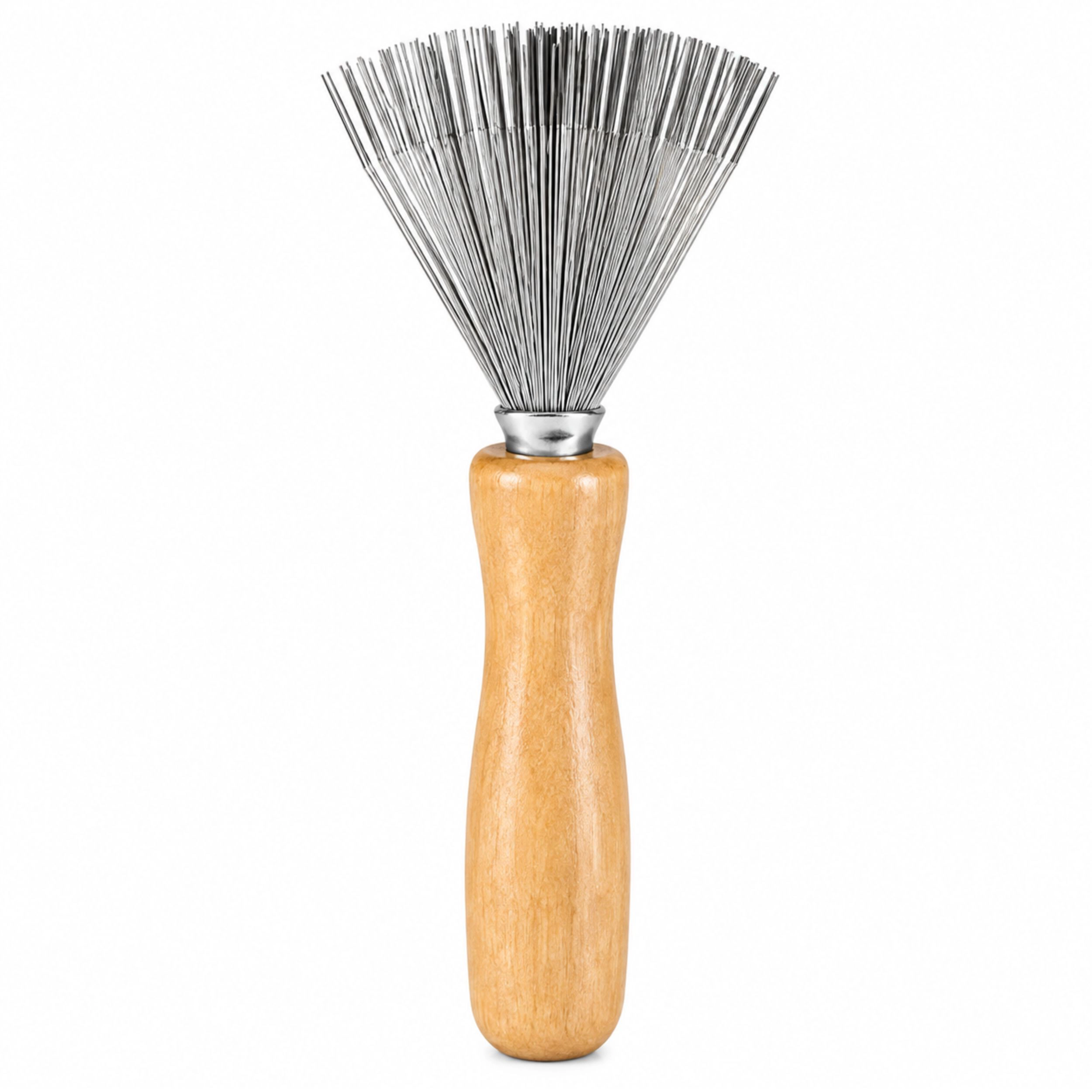 Home Collection Unisex Hair Brush Cleaner Tool Metal Rake with Wooden Handle