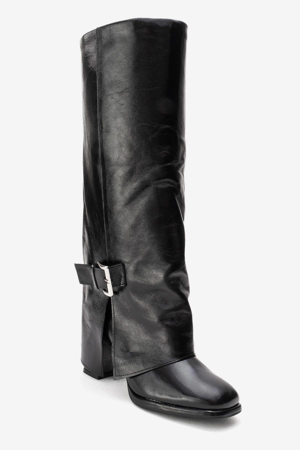 Forever & Always Womens Lojo Leather Block Heel Boot