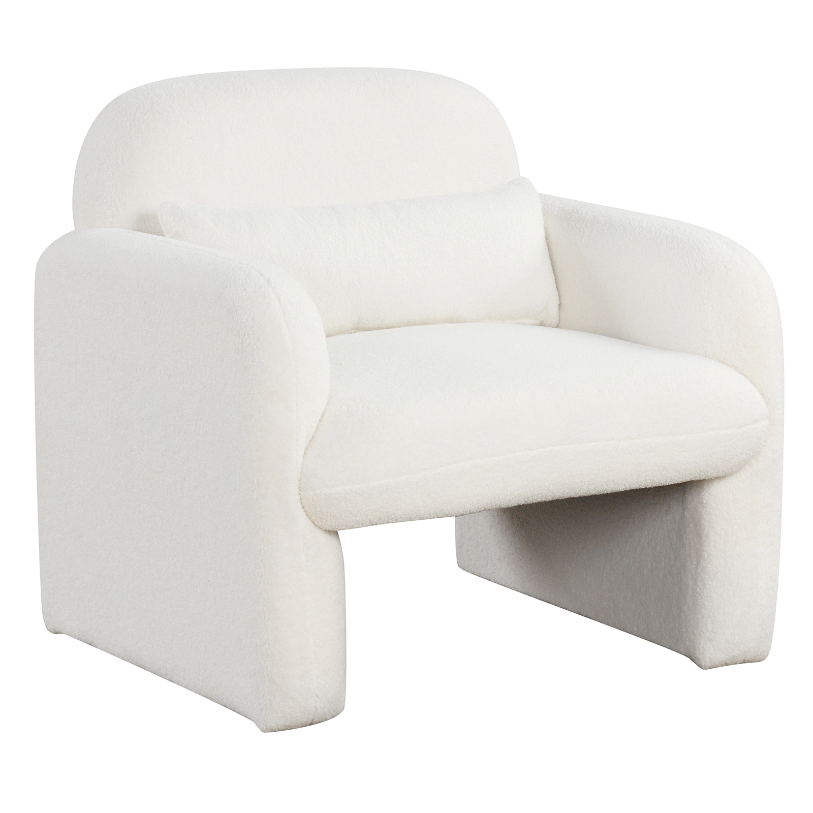 SUGIFT Waist Pillow Wide Armrests and Wooden Frame 440-lb Sherpa Upholstered Accent Chair
