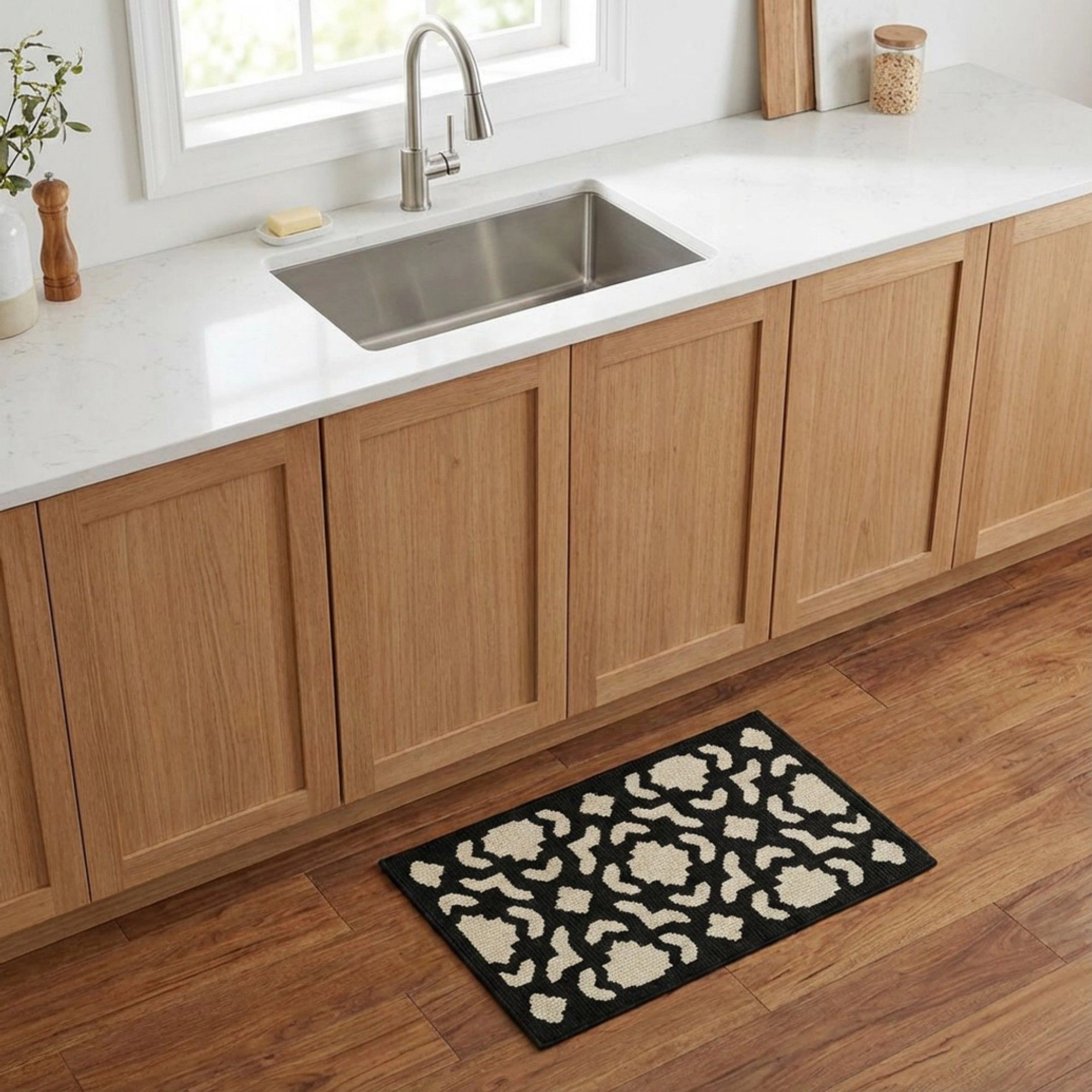 Alilang Unisex Geometric Kitchen Runner and Mat Non Slip Woven Floor Mats