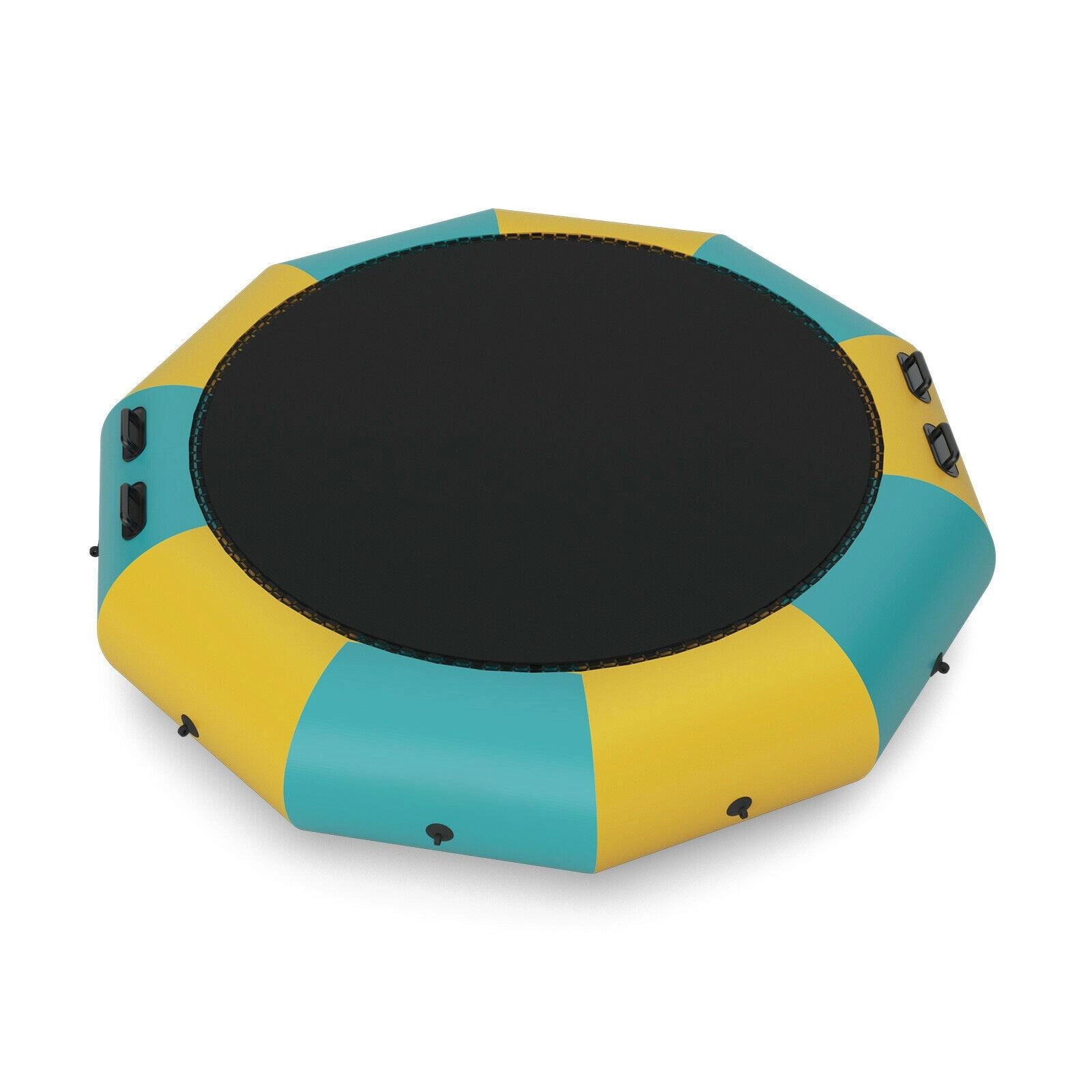 SUGIFT Yellow Padded Splash Deck and Ladder 10 Feet Adult and Kids Inflatable Water Bouncer Trampoline