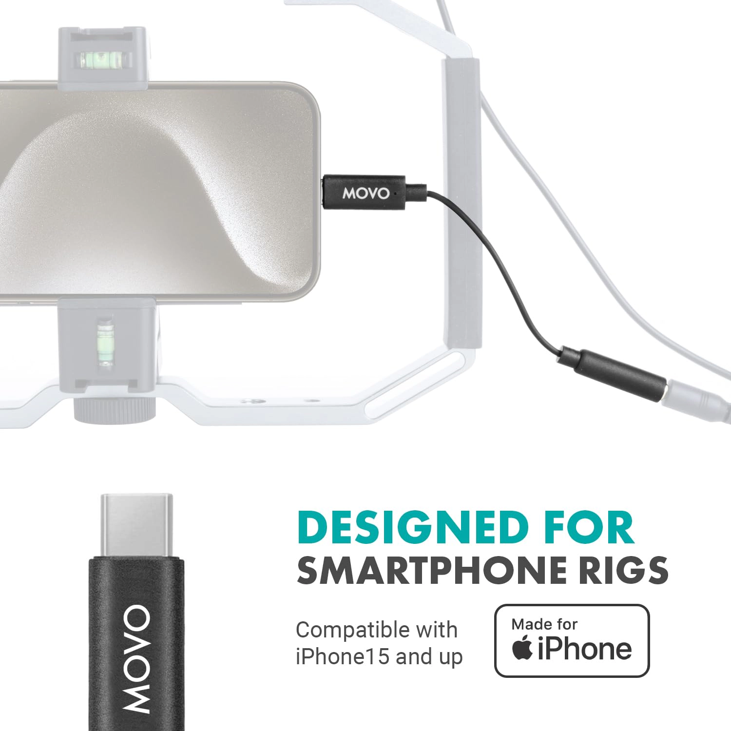 Movo Female 3.5mm TRRS Microphone Adapter Cable to USB-C Connector Dongle