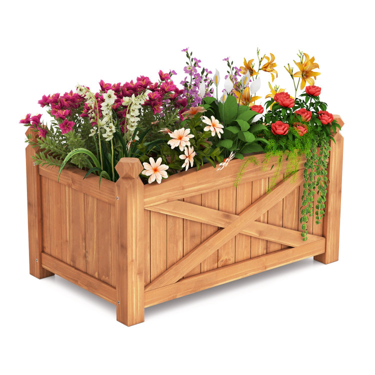 Hivvago Wooden Raised Garden Bed for Patio Garden with Drainage Holes for Patio Garden - Small
