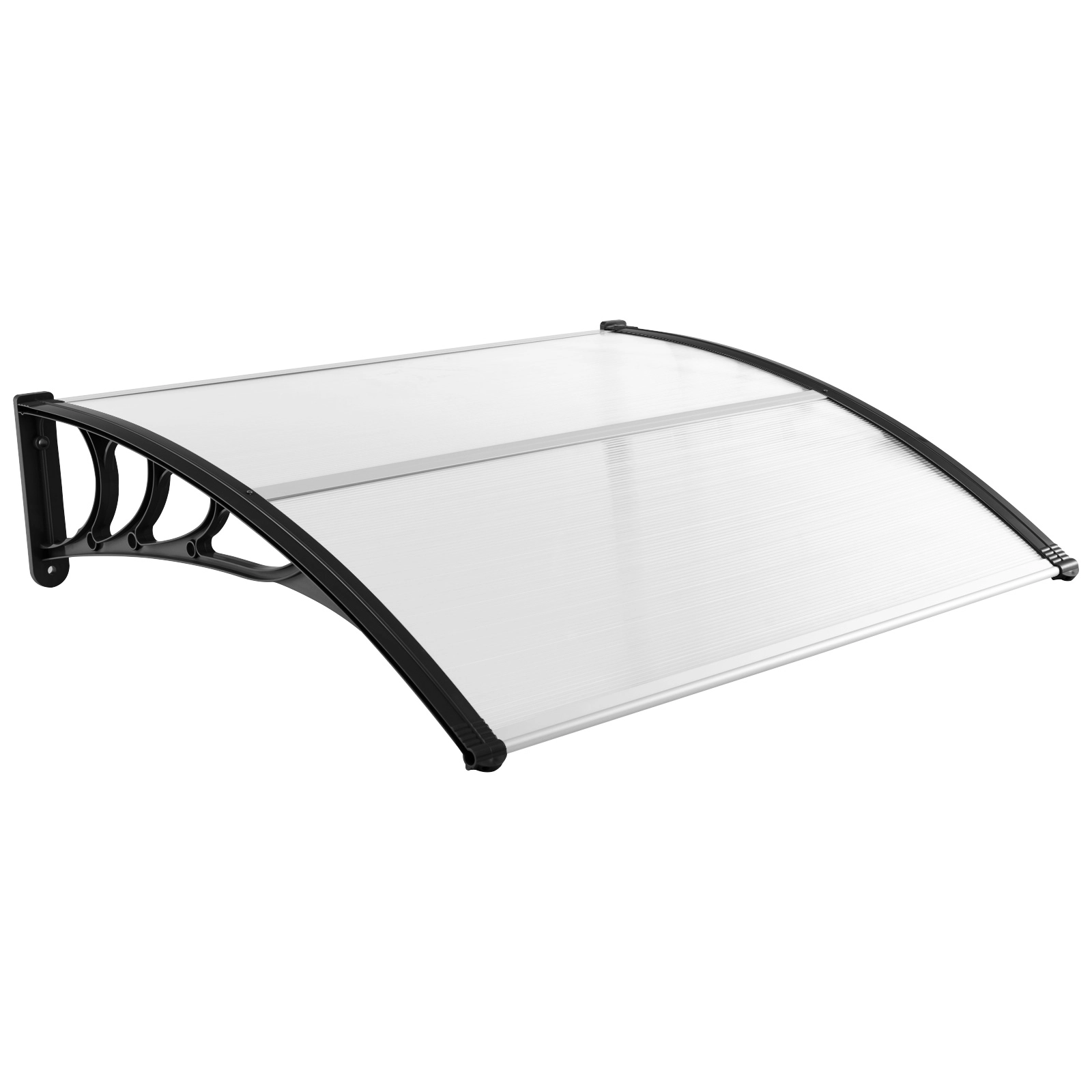 SUGIFT Black 48-in x 40-in Polycarbonate Door Awning Window Canopy Rain Snow Cover with ABS Bracket