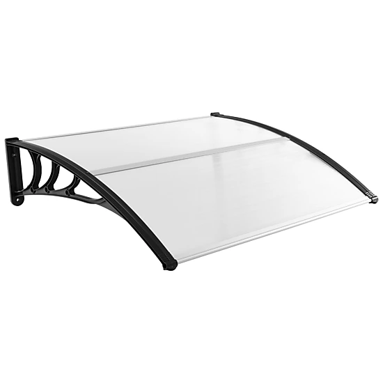SUGIFT Black 48-in x 40-in Polycarbonate Door Awning Window Canopy Rain Snow Cover with ABS Bracket