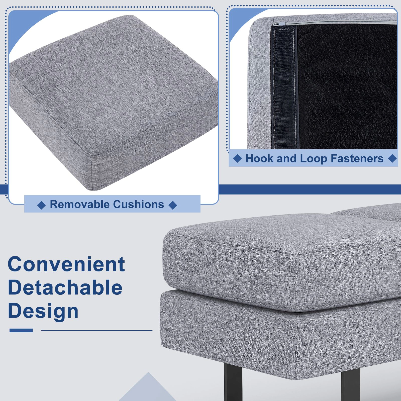 SlickBlue Reception Waiting Bench with Upholstered Cushion