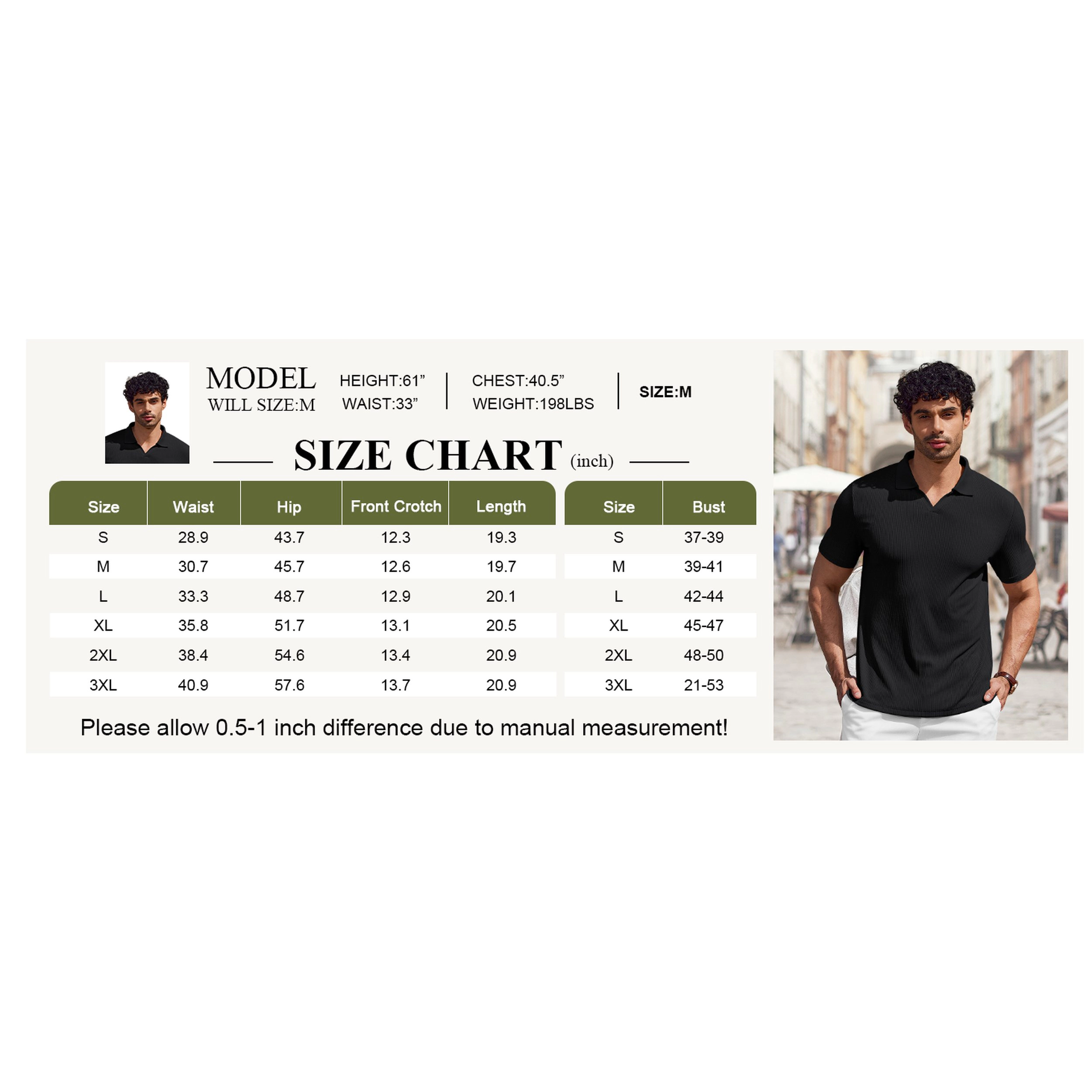 COOFANDY Mens Short Sleeve Polo Shirts  V Neck Collared Ribbed Casual Tops