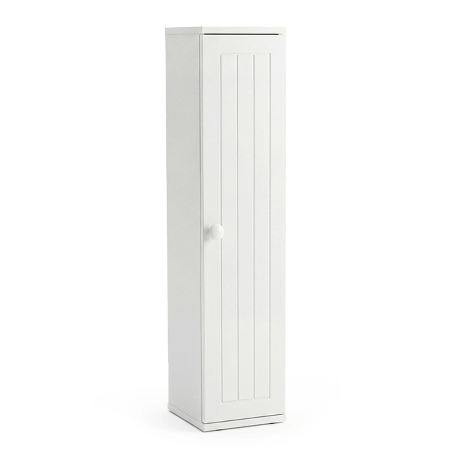 Slickblue Tall Slim Bathroom Cabinet White MDF Floor Standing Storage for Small Spaces