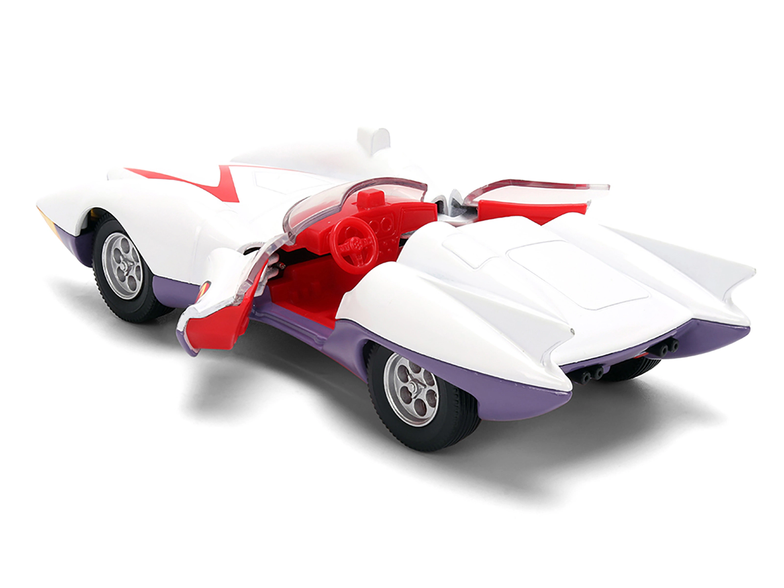 Jada Mach 5 White with Red Stripes and Interior "Speed Racer" (1967) TV Series "Anime Hollywood Rides" Series