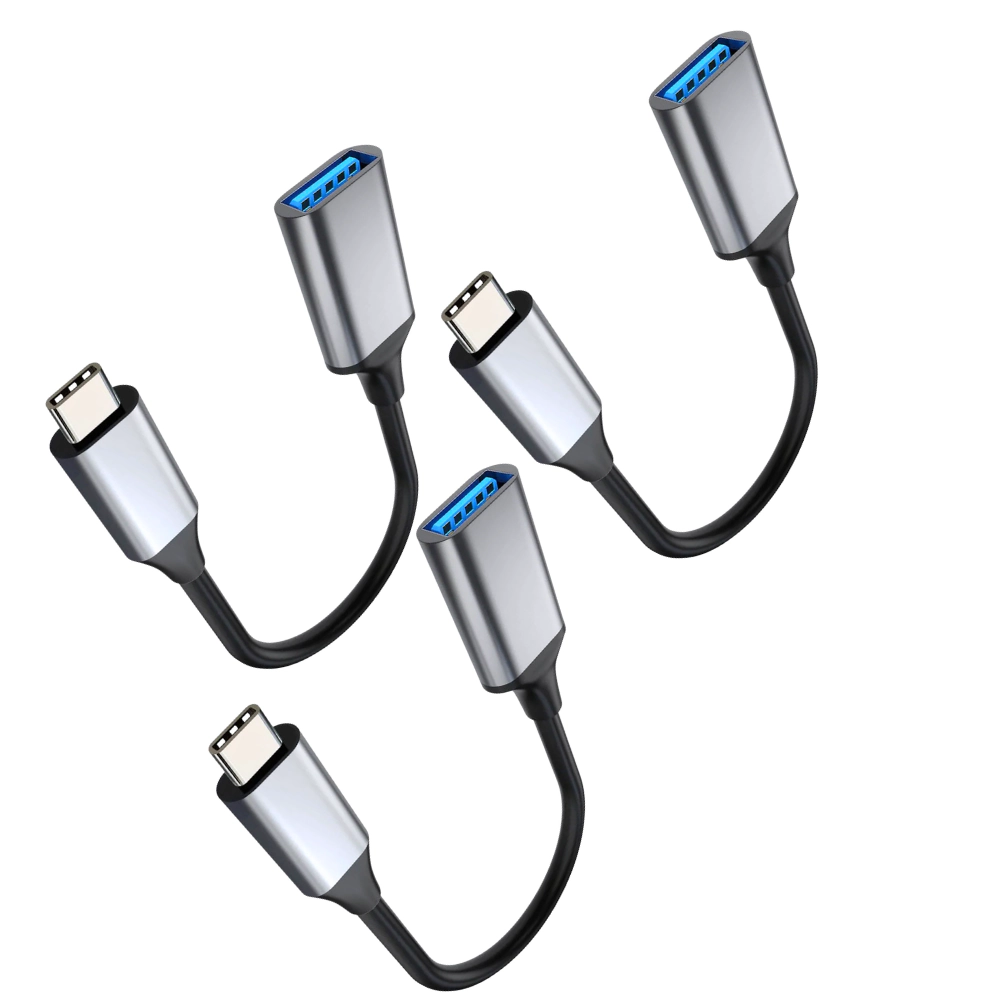 Qixxronics Type-C Male to USB-A Female Adapter (3PCS), USB Converter for MacBook, iPad, Samsung, Pixel, Flash Drives