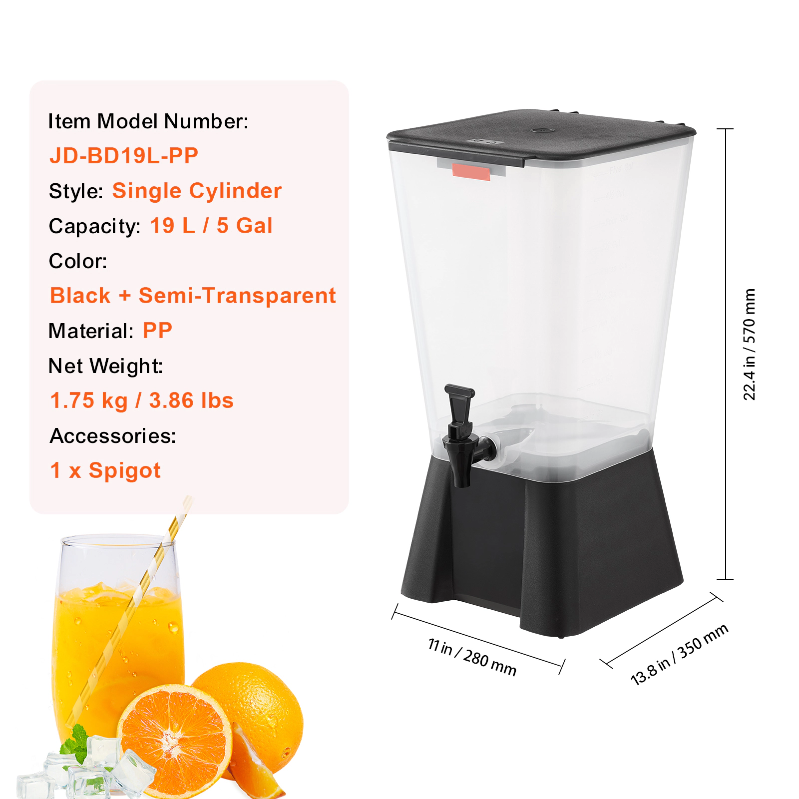 HONGGE Beverage Dispenser Drink for Parties Plastic Juice Dispensers with Spigot Iced Tea Lemonade
