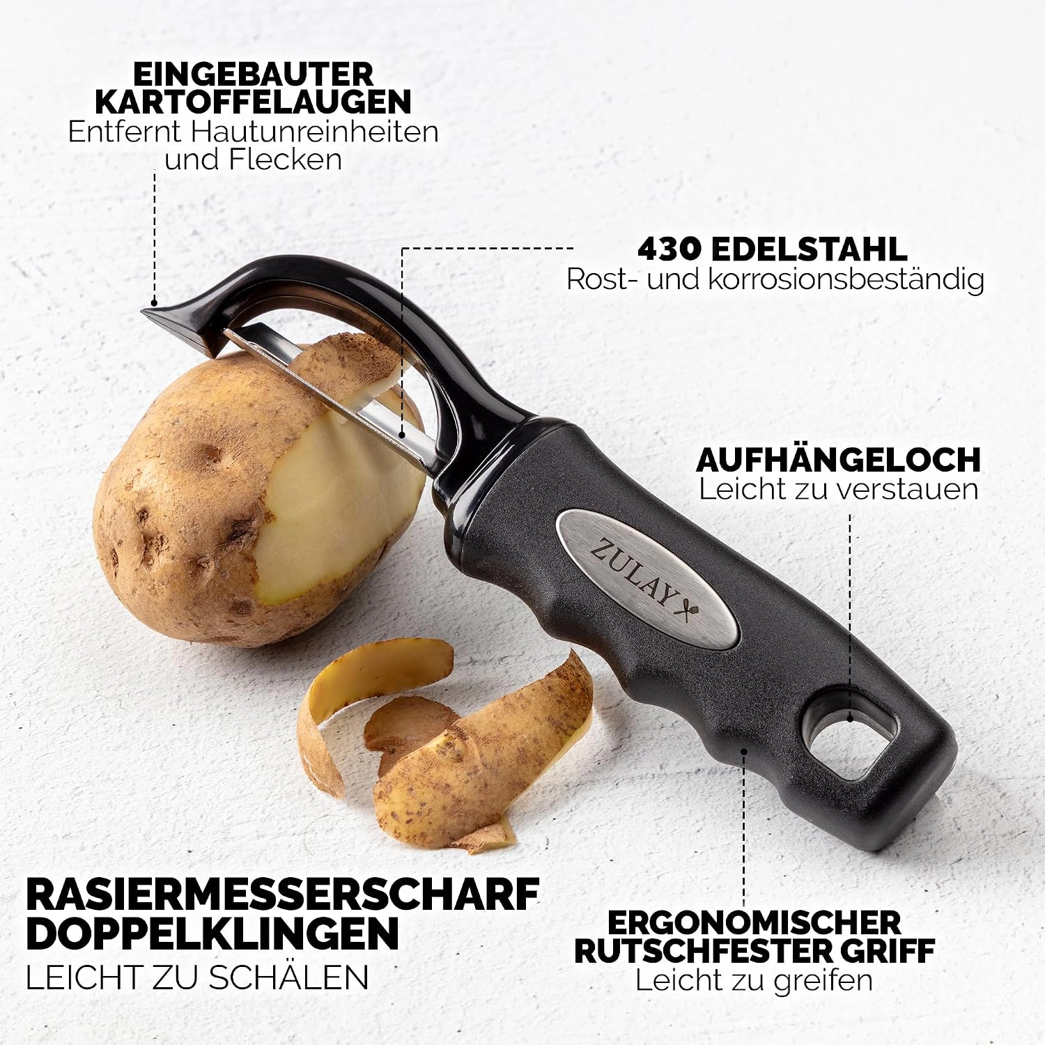 Zulay Kitchen Swivel Peeler with Razor Sharp Stainless Steel Blades & Strong Ergonomic Handle