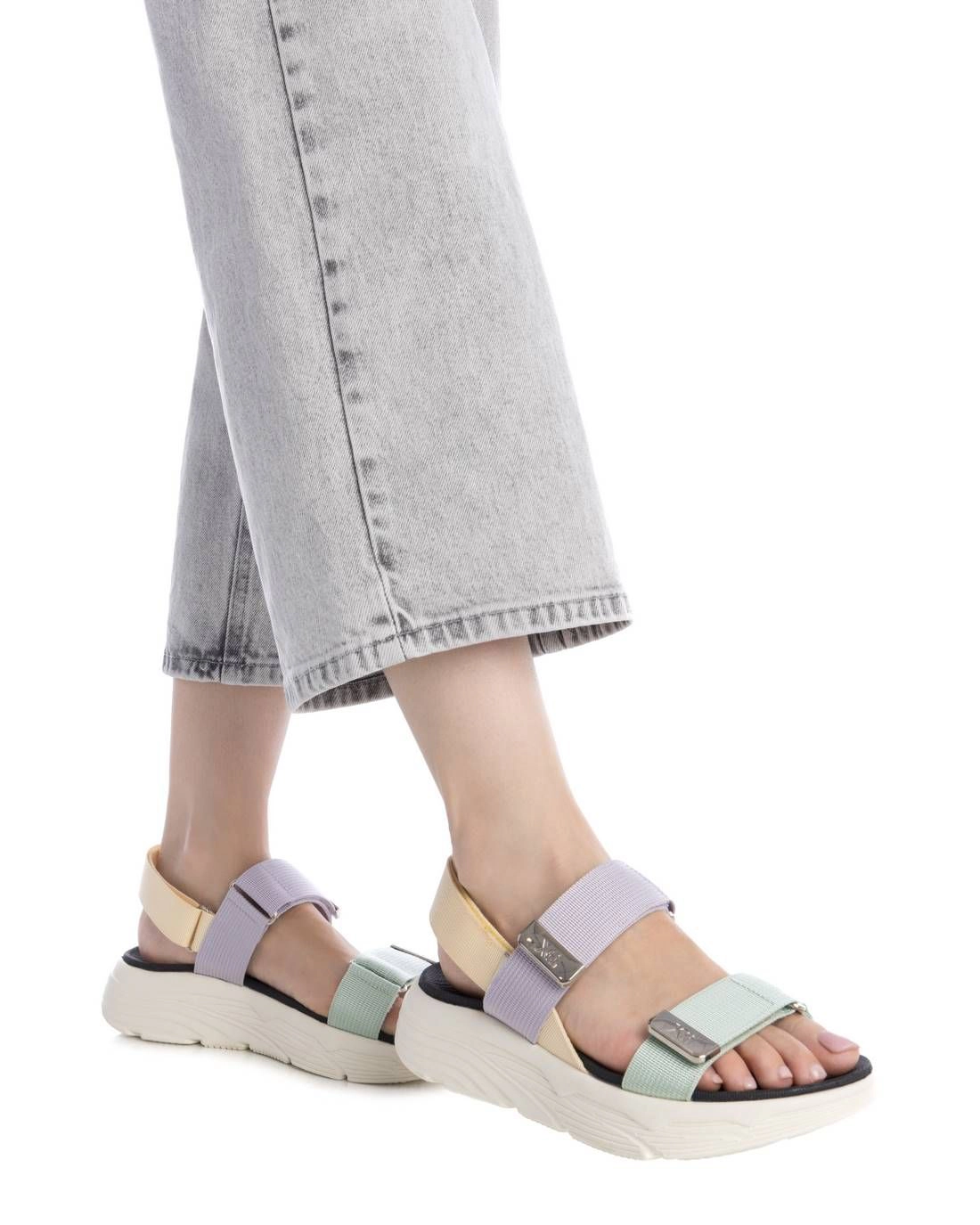 XTI Women's Sandals Elastic Strap, Open Toe, Flat Heel
