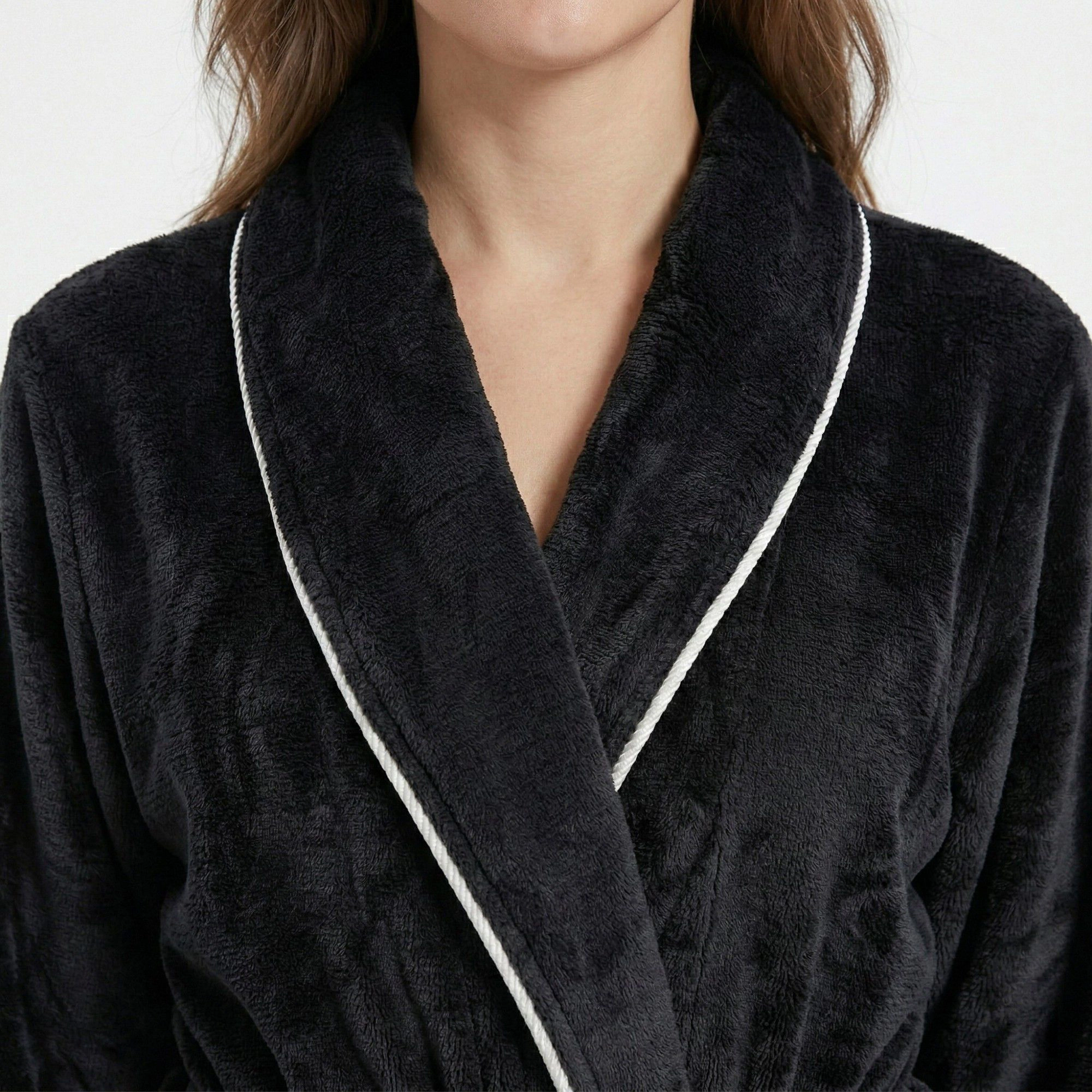 Anna-Kaci Women's Plush Hooded Bathrobe with Waist Tie Belt Long Sleeve Wrap Design and Front Patch Pockets