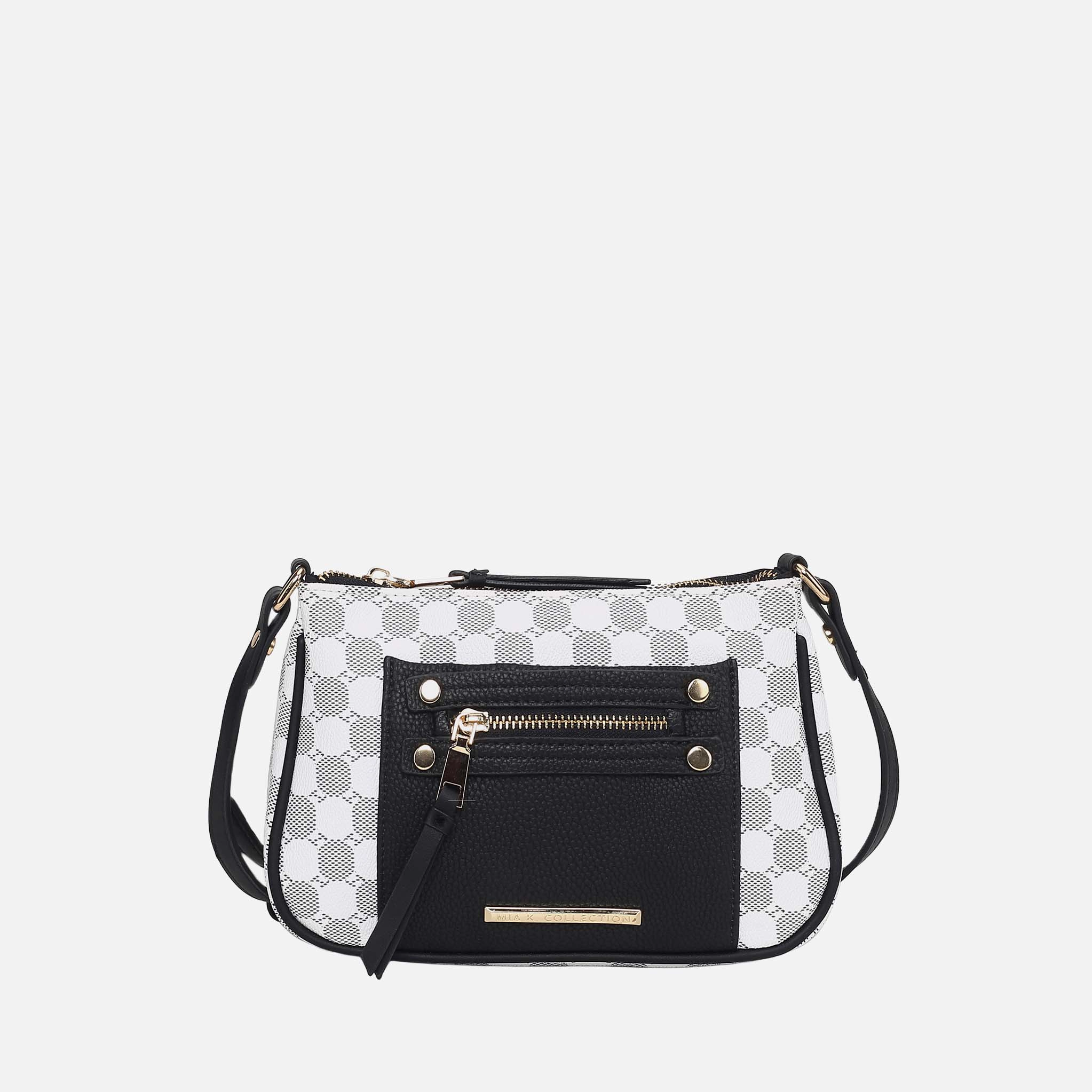 Mia K Collection Essie Circular Print Vegan Leather Crossbody Bag