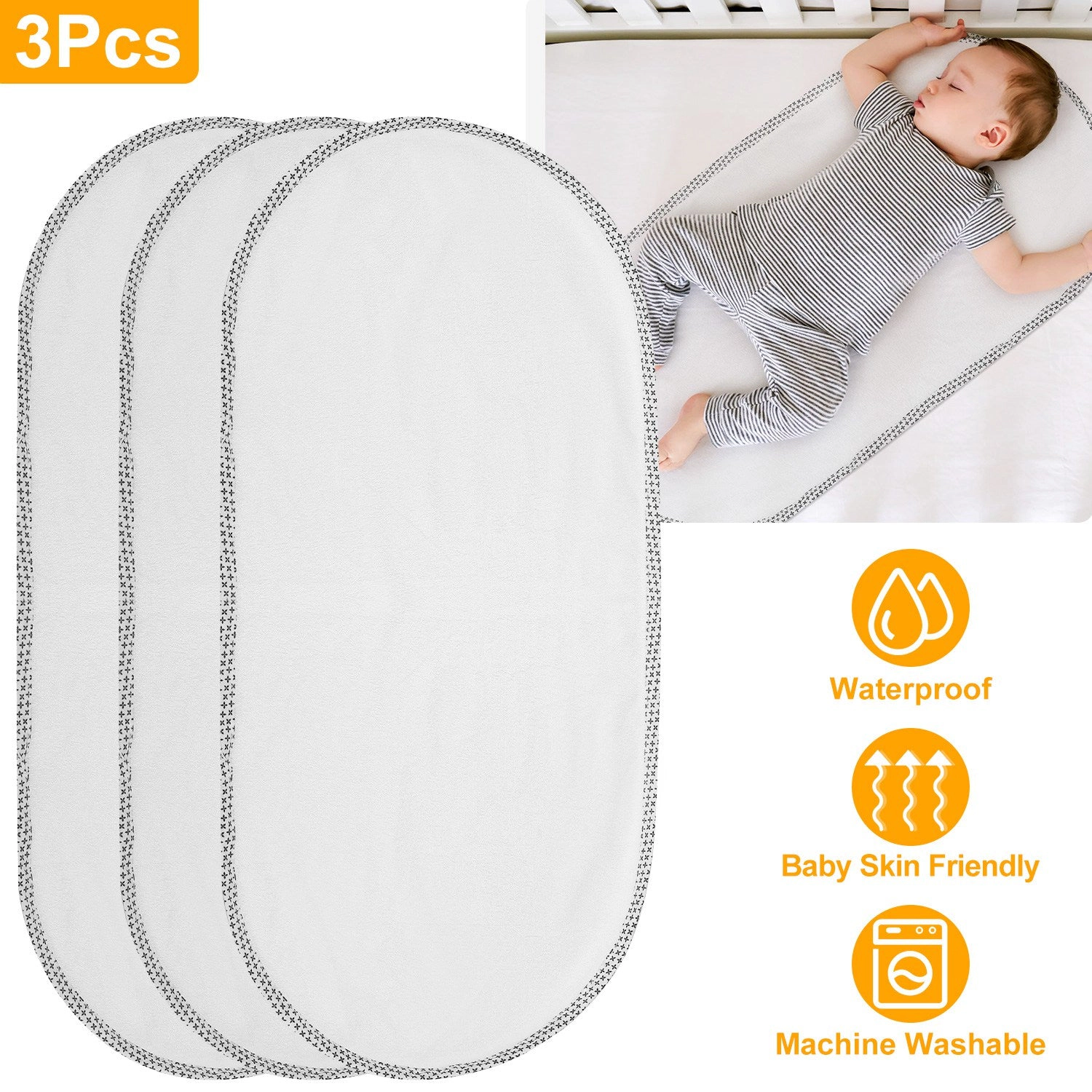 GBruno Kids' Kids' Waterproof Changing Pad Liners 3-Pack