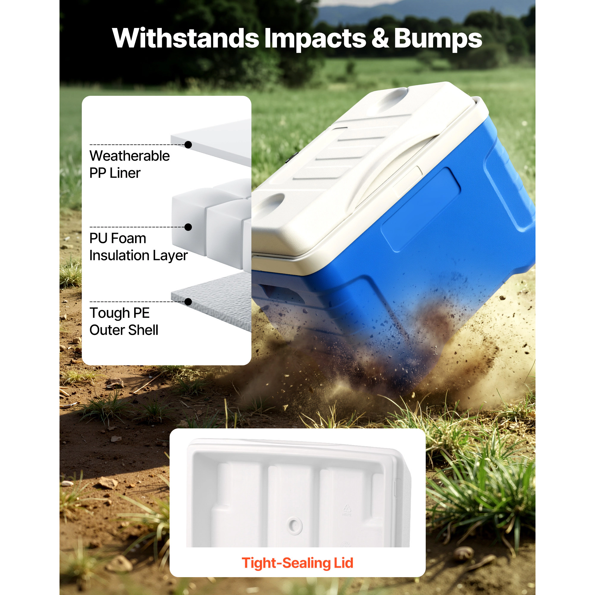 HONGGE Portable Cooler with Ice Retention for Picnics