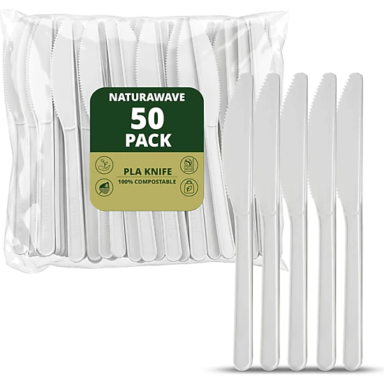 Naturawave Compostable Knives, Recycled Bagasse, White, 50 Count