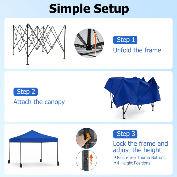 Hivvago 9.5 x Feet Pop up Canopy Tent with Adjustable Heights