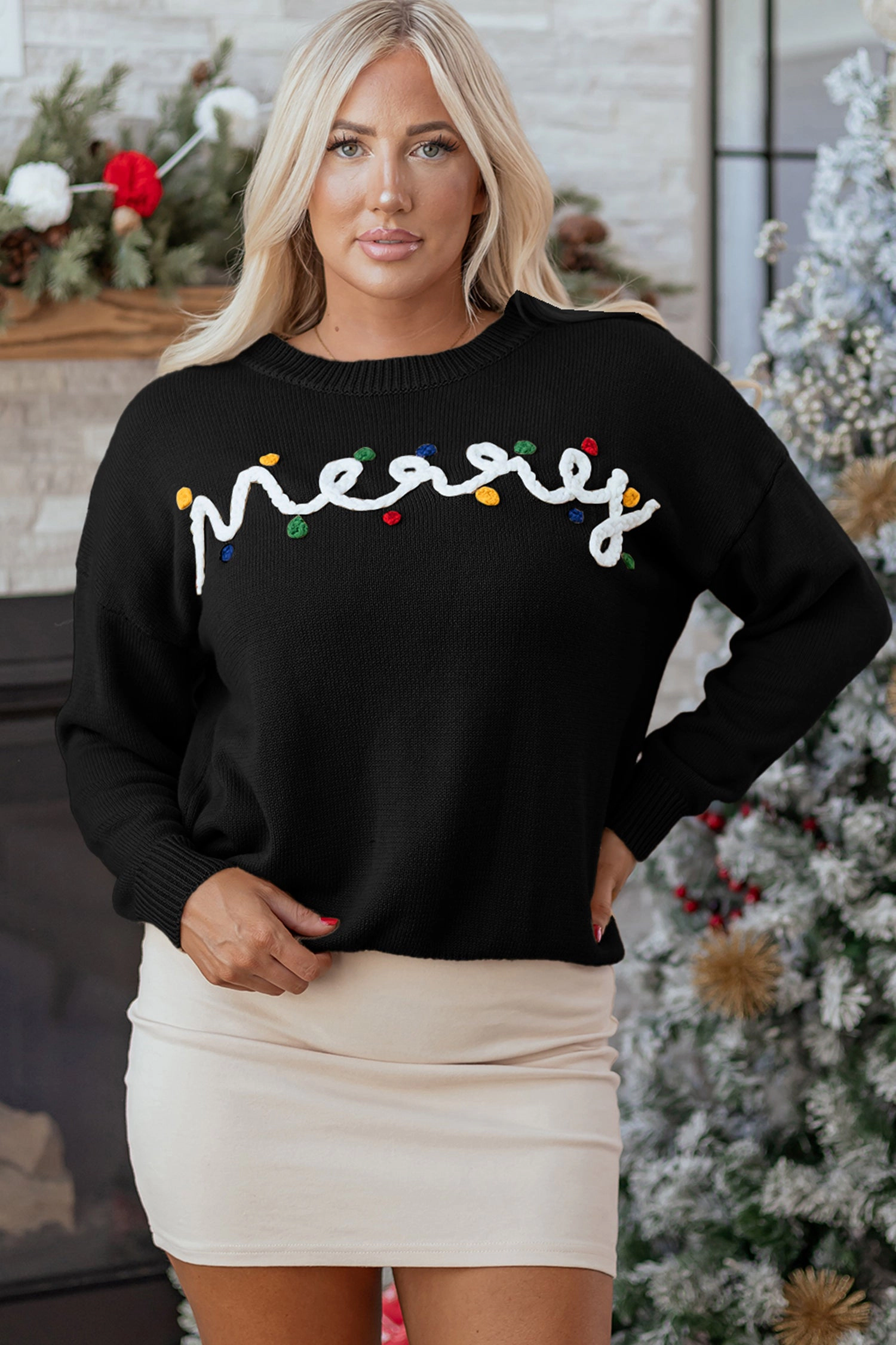 Threaded Pear Women's Darcy Christmas Drop Shoulder Sweater