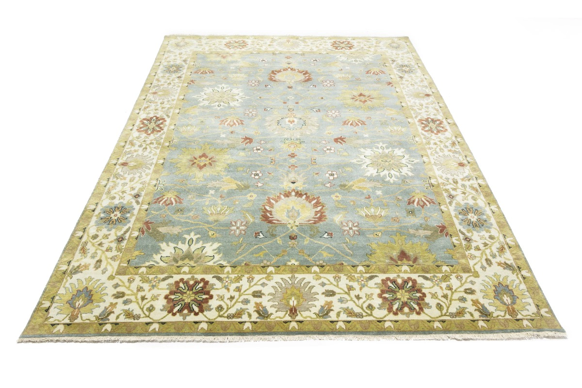 Magic Rugs Blue-gray Floral Osh Chobi 9X12 Peshawar Oriental Rug