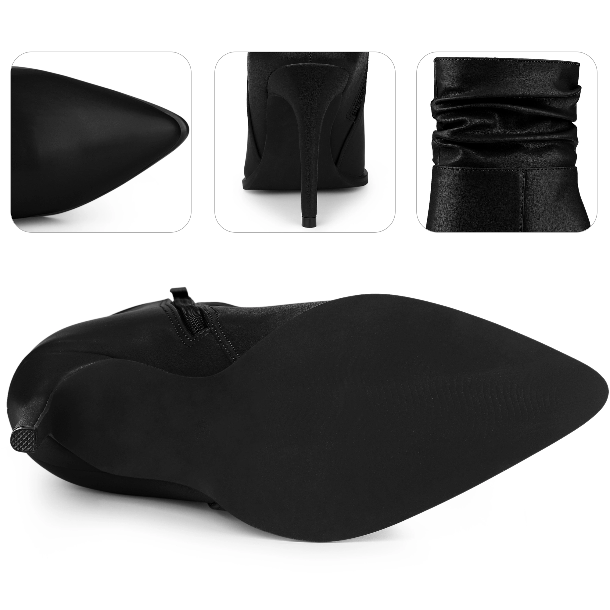 BLISSFUL STEP Women Dressy Slouch Pointed Toe Stiletto Heel Ankle Booties