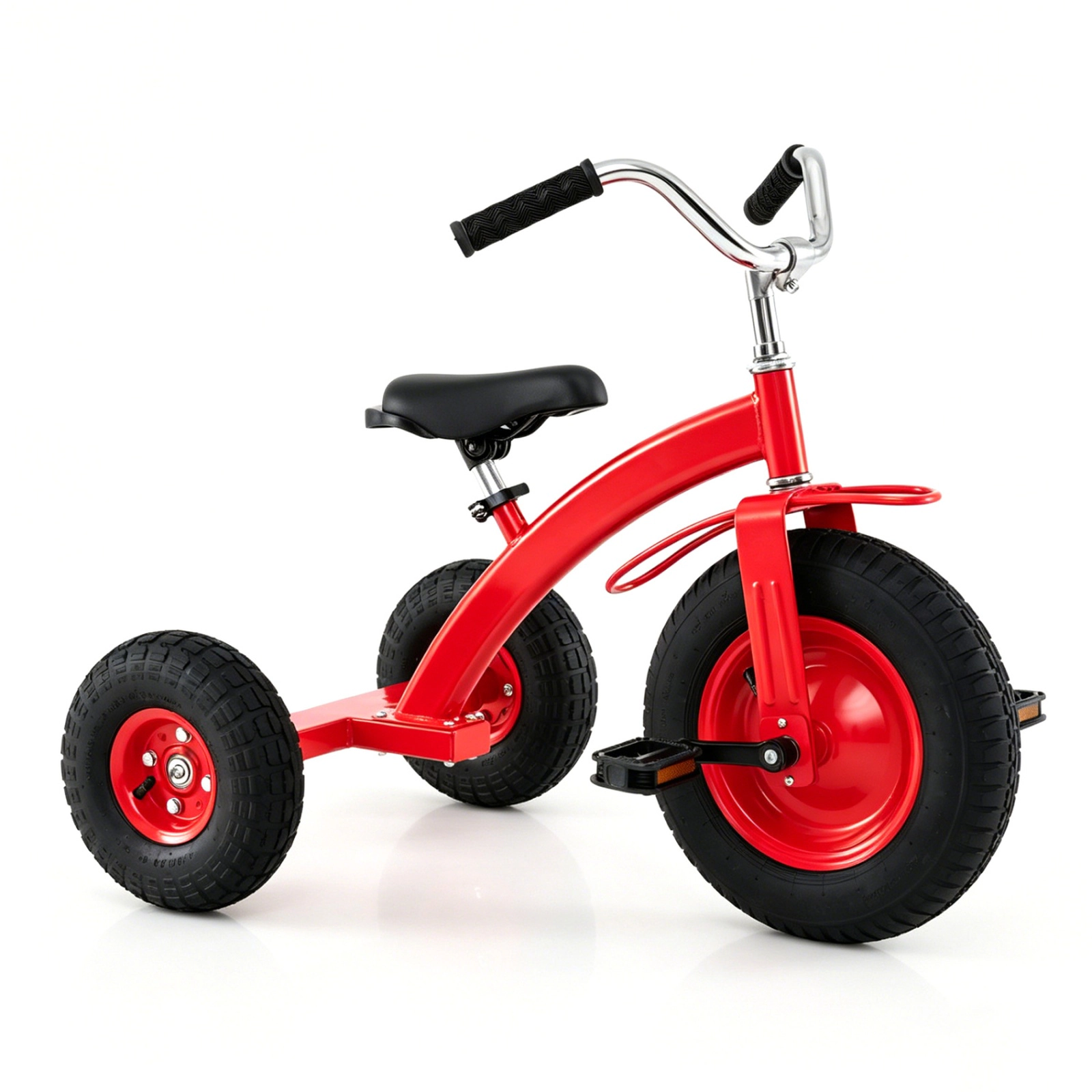 SUGIFT Carbon Steel Kids Tricycle Ride-On with Inflatable Rubber Tires 200-lb Capacity Ages 3+ 33-in Frame Red