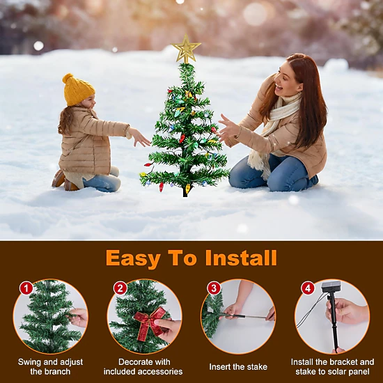 GBruno 2-Pack Solar Christmas Tree Pathway Lights