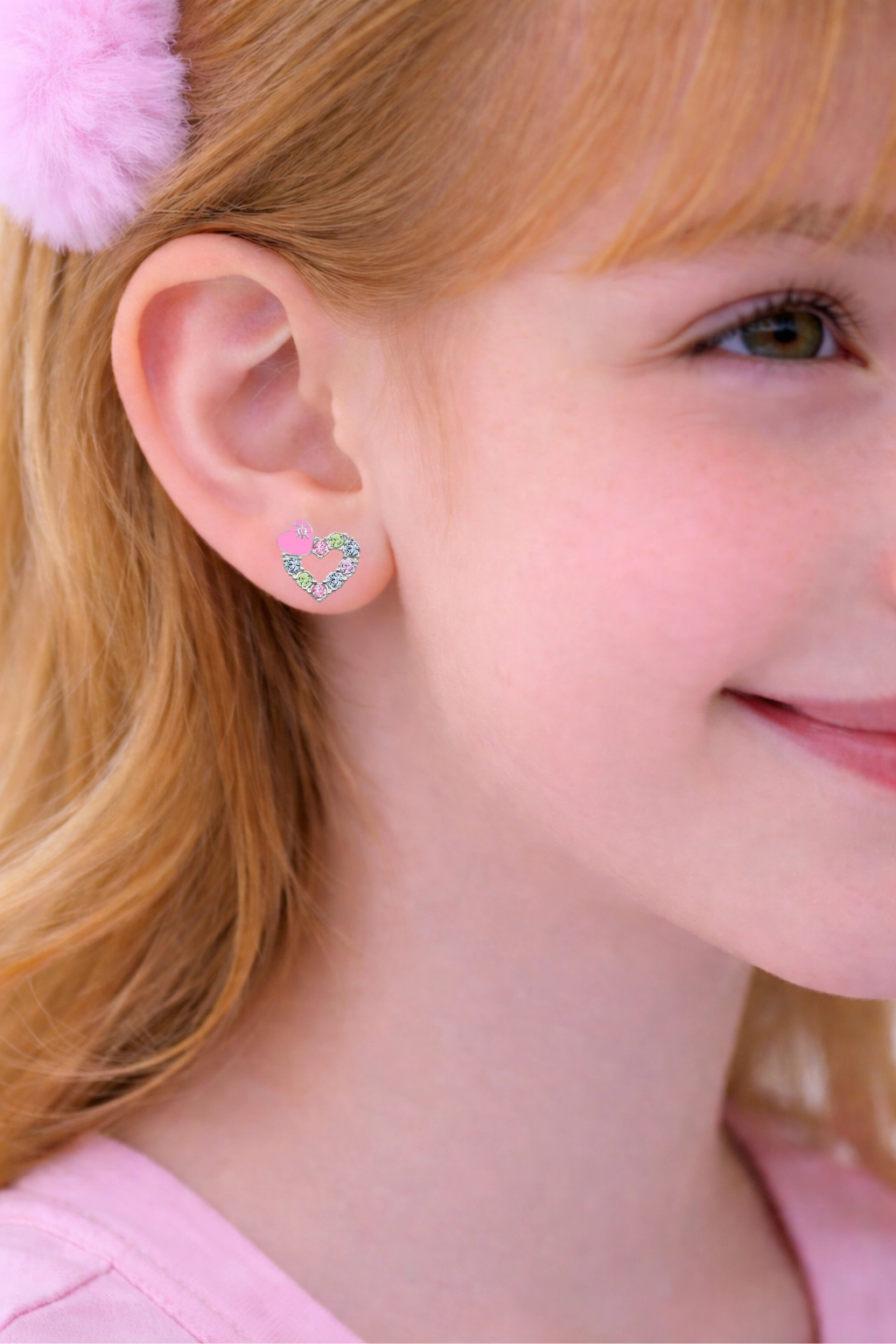 Chanteur Kids Heart Stud Earrings - Hypoallergenic Surgical Titanium Screwback, Silver-Plated