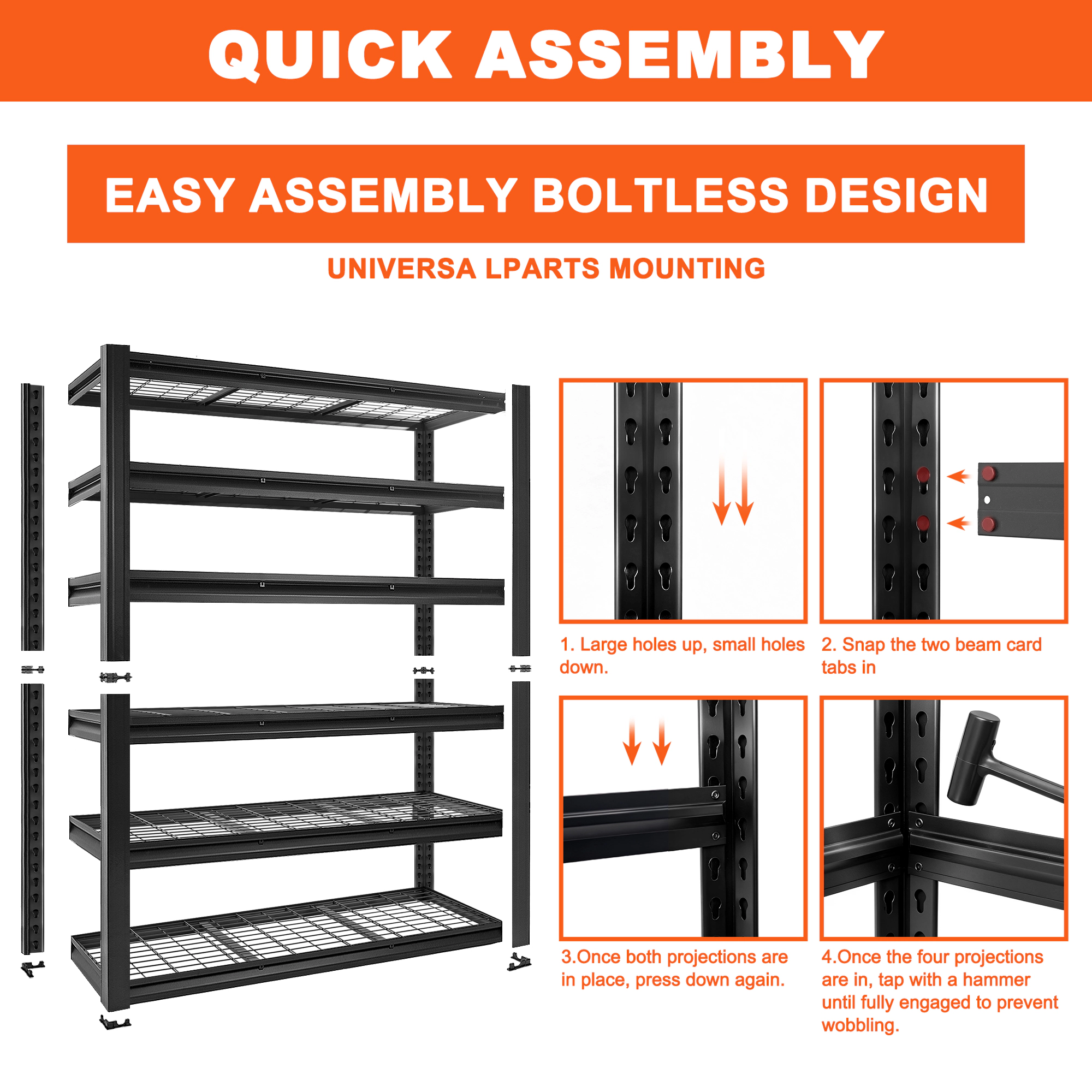 Flynama 6 Tier Heavy Duty Black Utility Shelving Unit 60 in W x 24 in D x 84 in H