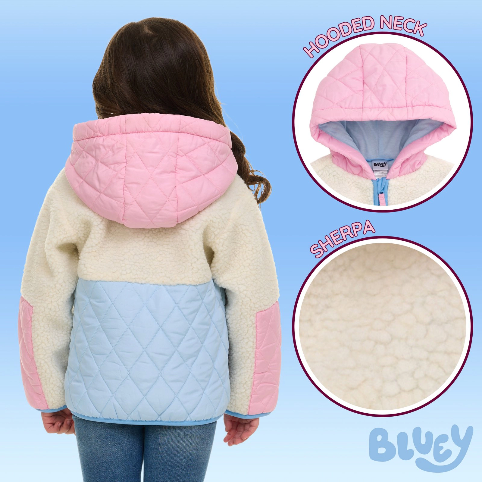 Bluey Girls' Hooded Fleece Zip-Up Jacket