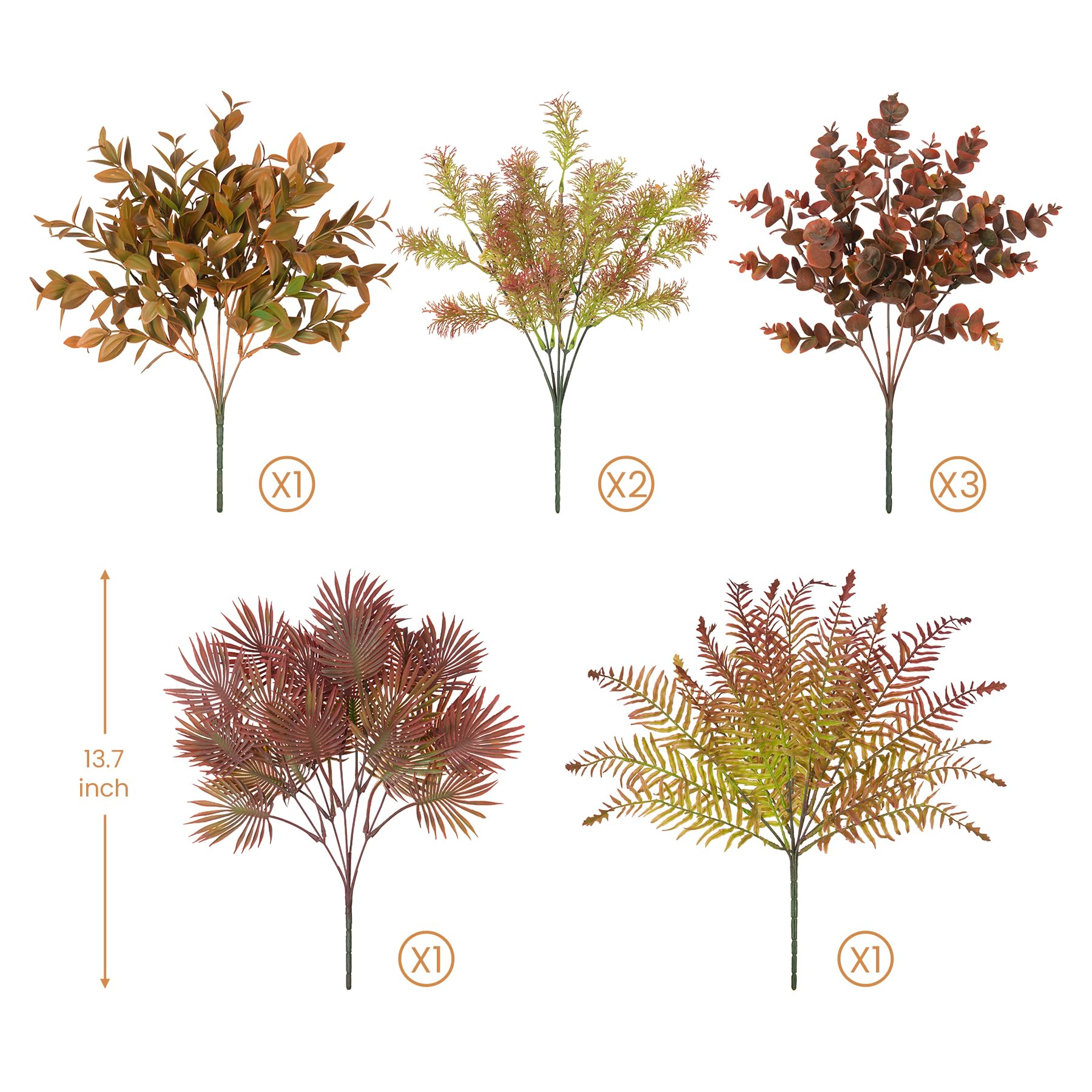 PUPWE 8 Fall Outdoor Faux Plants Uv Resistant