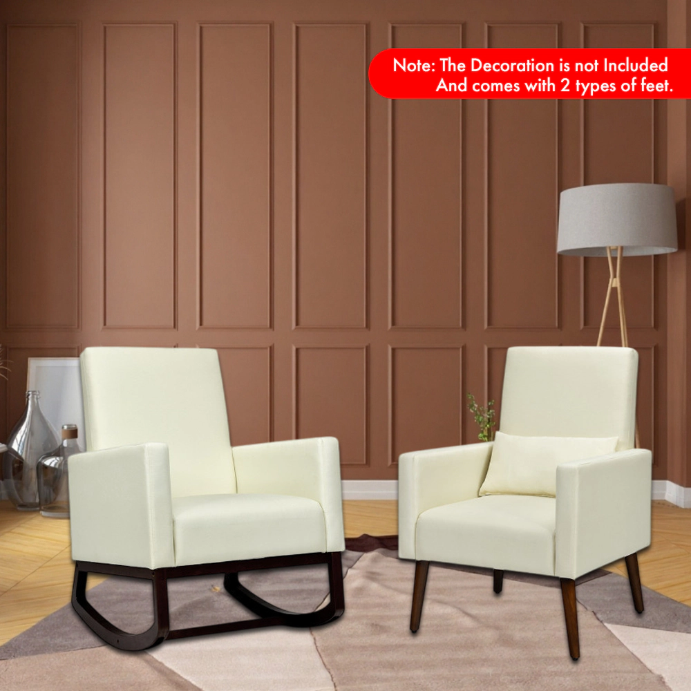 Hivvago Modern 2-in-1 Upholstered Rocker Chair with Supportive Lumbar Cushion