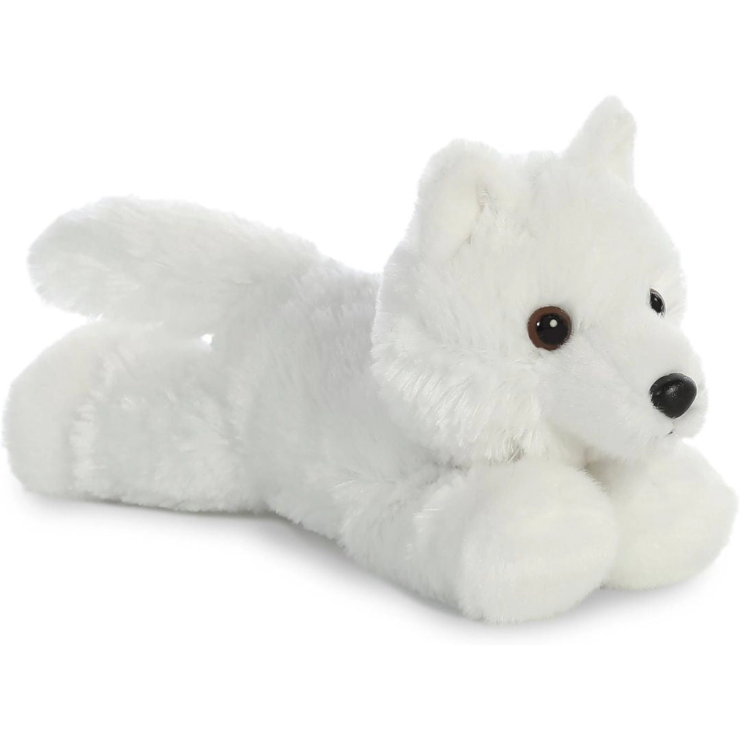 Aurora Mini Flopsie White Wolf 8-Inch Stuffed Animal Plush