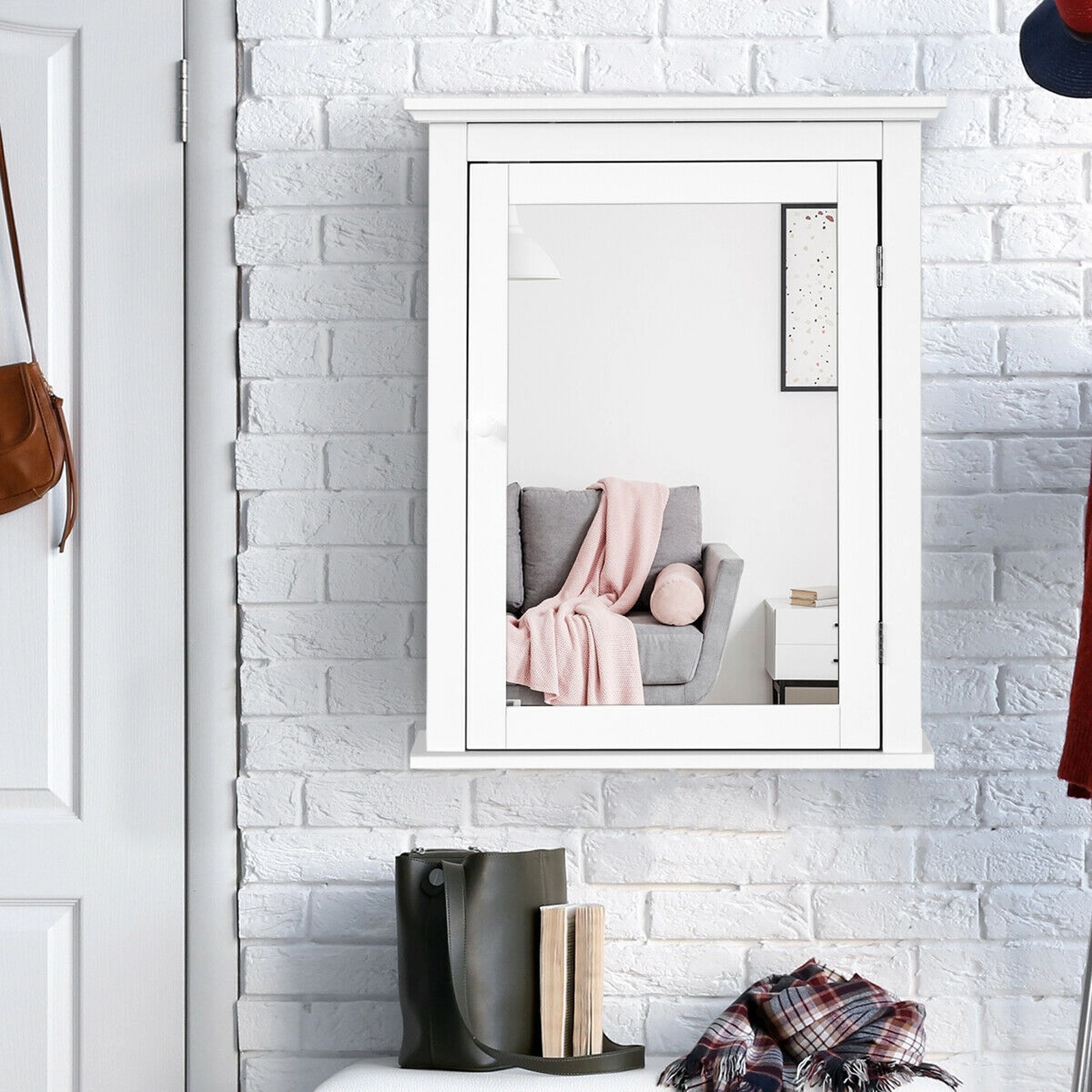 SUGIFT Wall Mounted Bathroom Mirror Medicine Cabinet with Shelf 11-lb Cabinet Capacity 6.6-lb Shelf Capacity 22