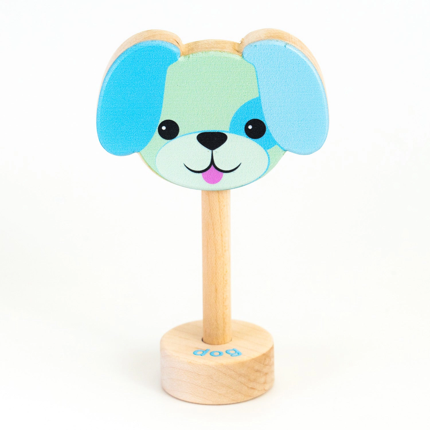 Grasp & Giggle Dog Wooden Rattle, Made in the USA