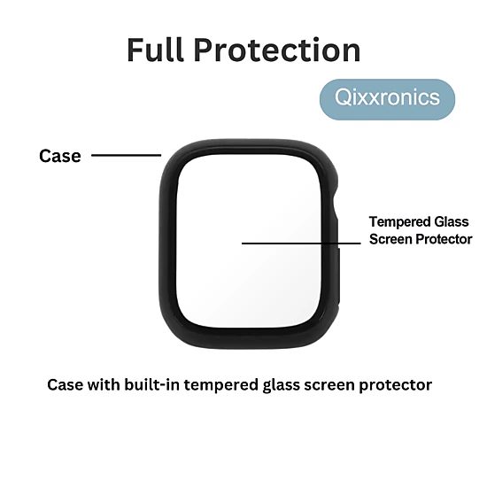 Qixxronics 3x for Apple Watch Series 6 44mm Case Cover, with Built-in Glass Screen Protector