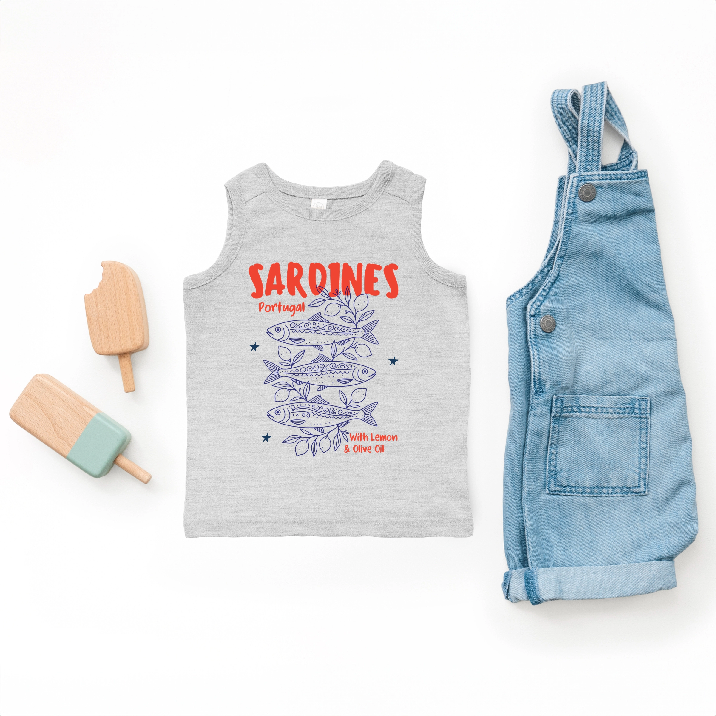 The Juniper Shop - Sardines With Lemon and Olive Oil Toddler Graphic Tank