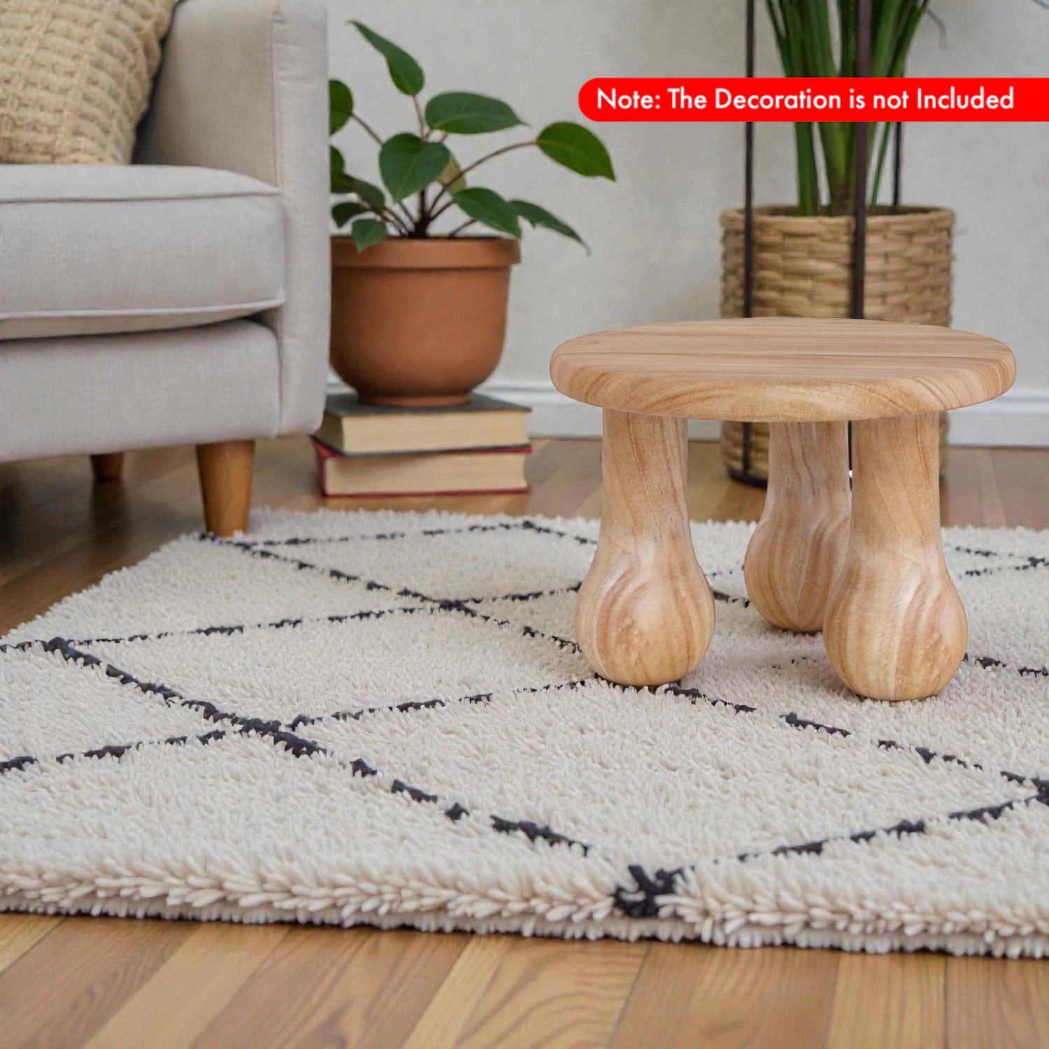 Hivvago Solid Mahogany Accent Coffee Table with Thick Top and Elegant Column Base