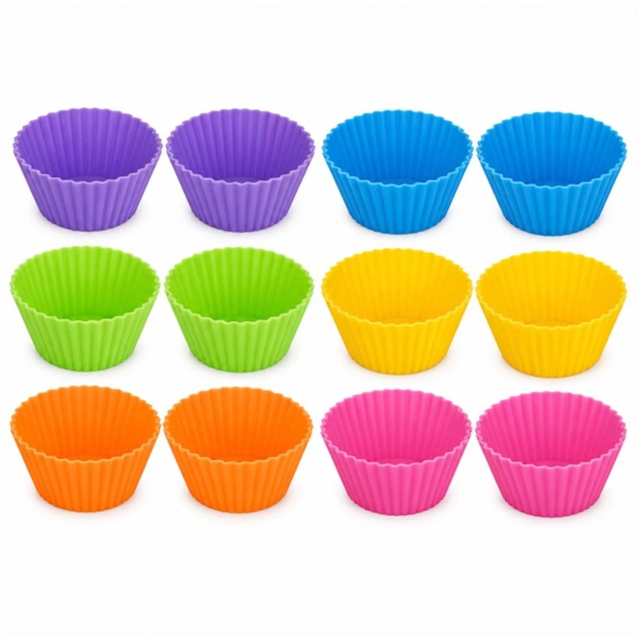 Home Collection Pack of 12  Reusable Silicone Cupcake Liners Muffin Baking Cups