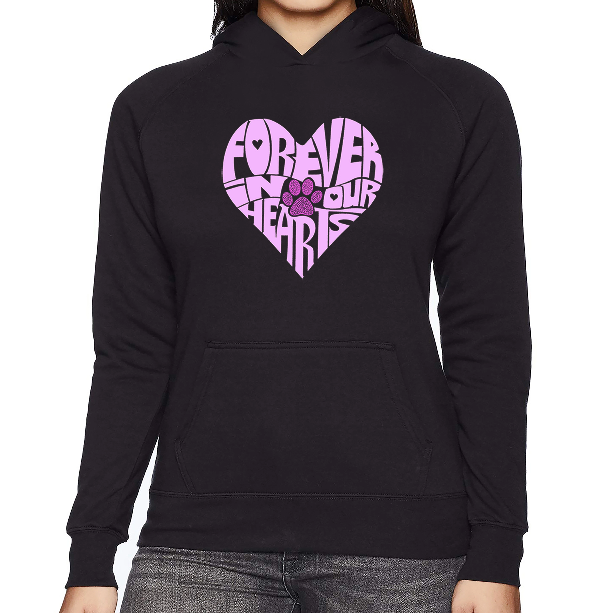 LA Pop Art Forever Our Hearts - Women's Word Hooded Sweatshirt