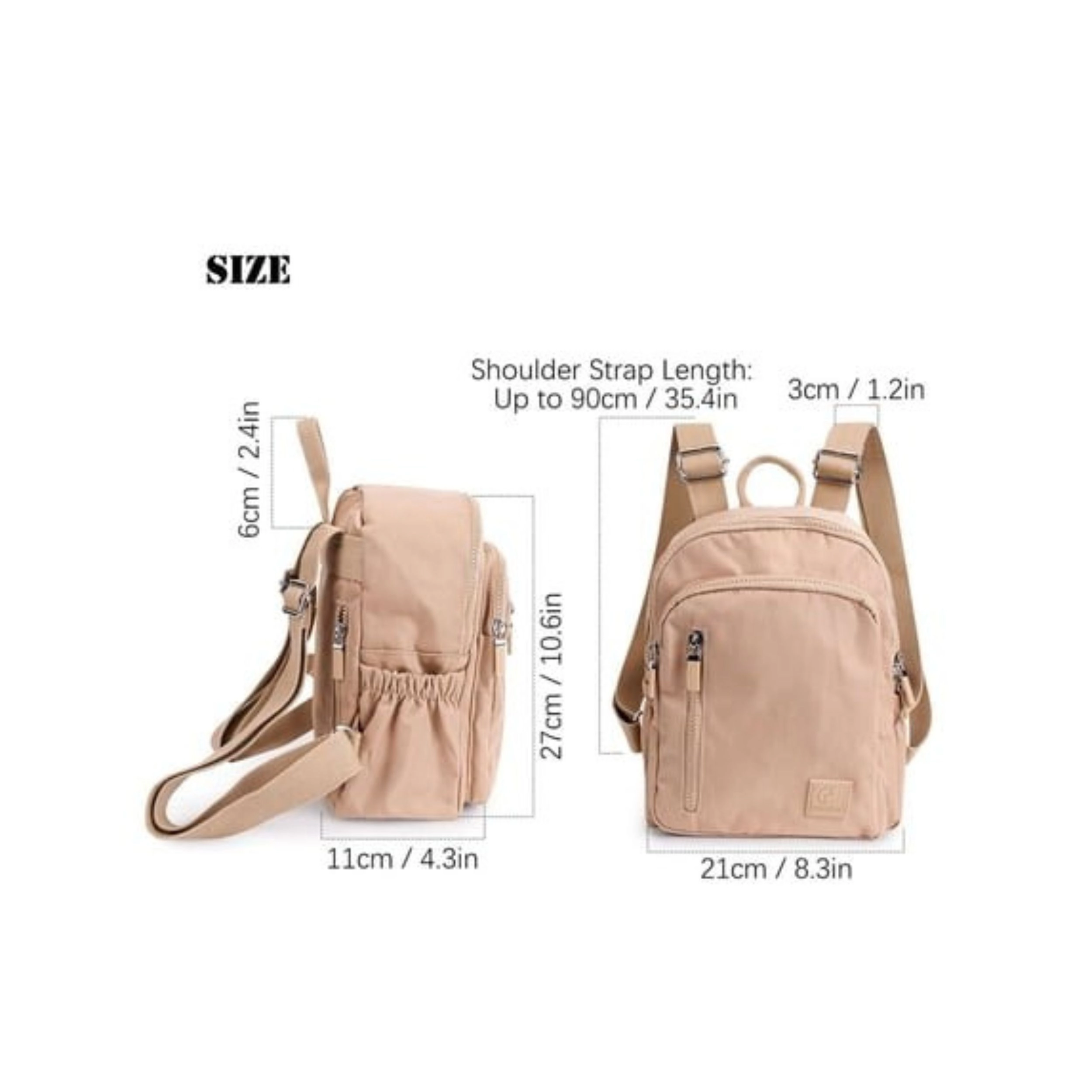 Home Collection Women’s Mini Water Resistant Nylon Backpack with Anti Theft Pocket