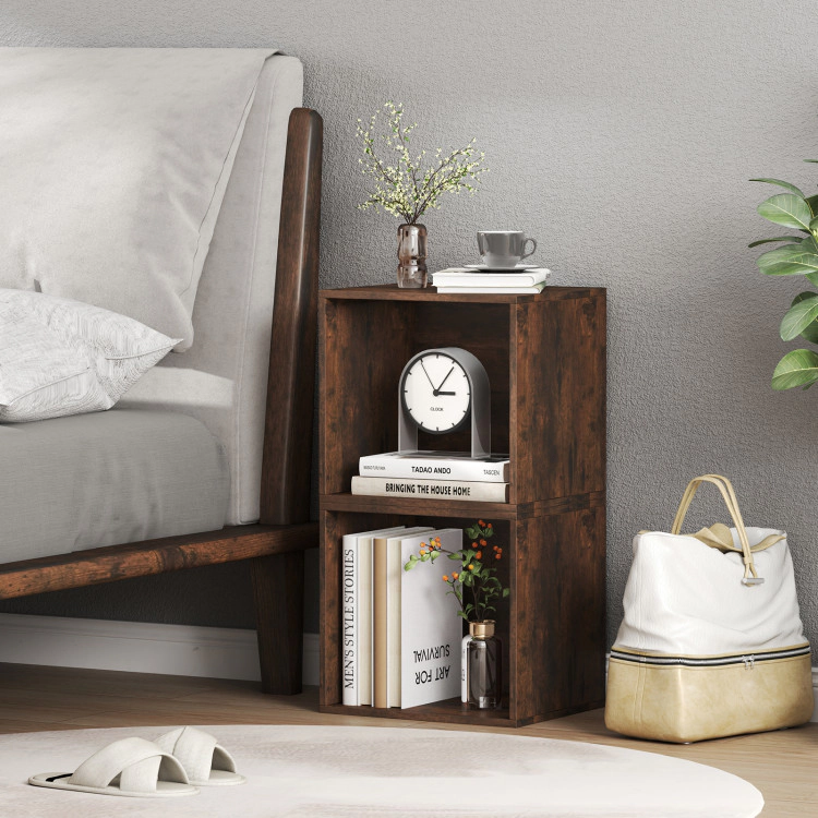 Hivvago Cube Storage Organizer Stackable Open Book Shelf Wooden Display Shelving Unit