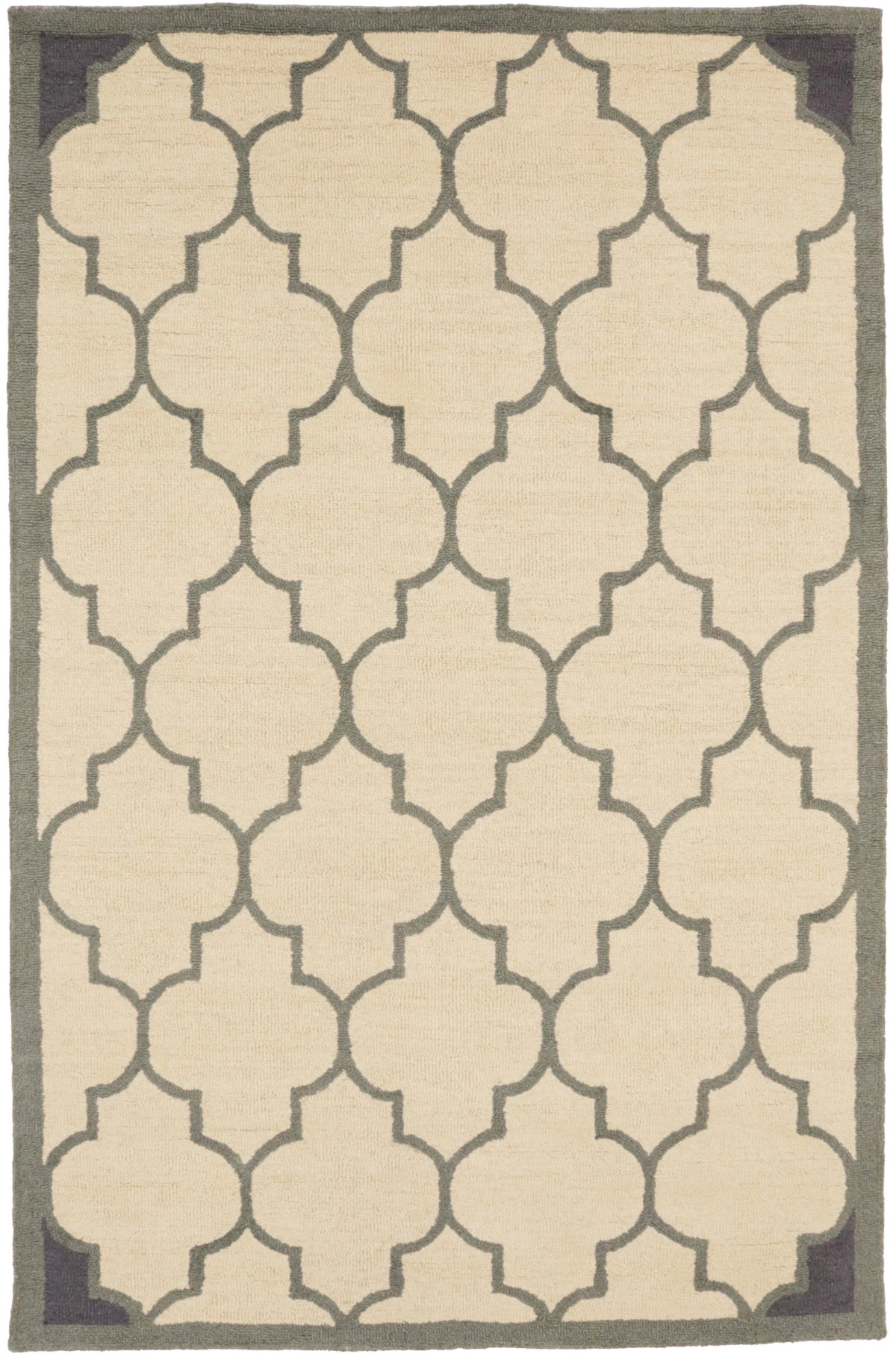 Magic Rugs 5'0 X 8'0 Trellis Hand-Tufted Cream & Gray Modern Wool Rug