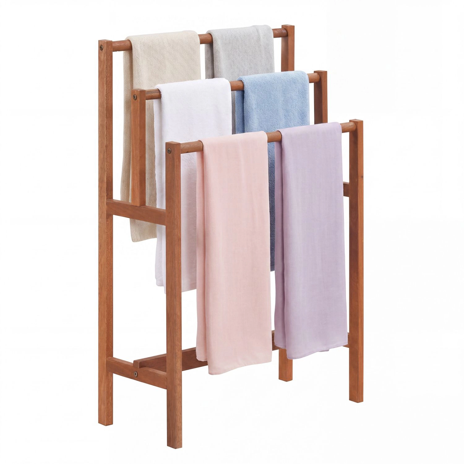 SlickBlue Wooden Towel Rack Stand, 3-Tier Freestanding Organizer