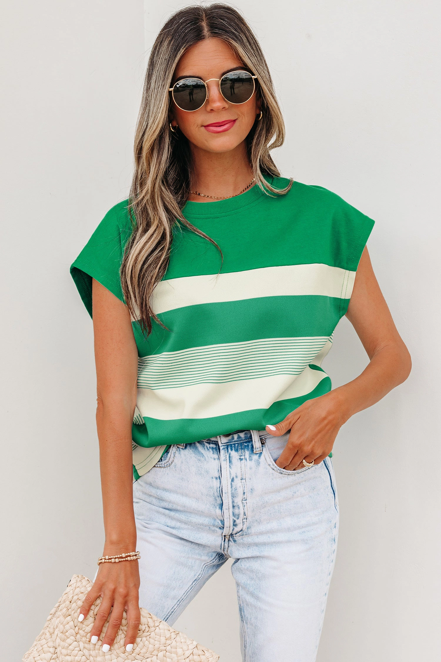 Threaded Pear Galilea Cap Sleeve T Shirt
