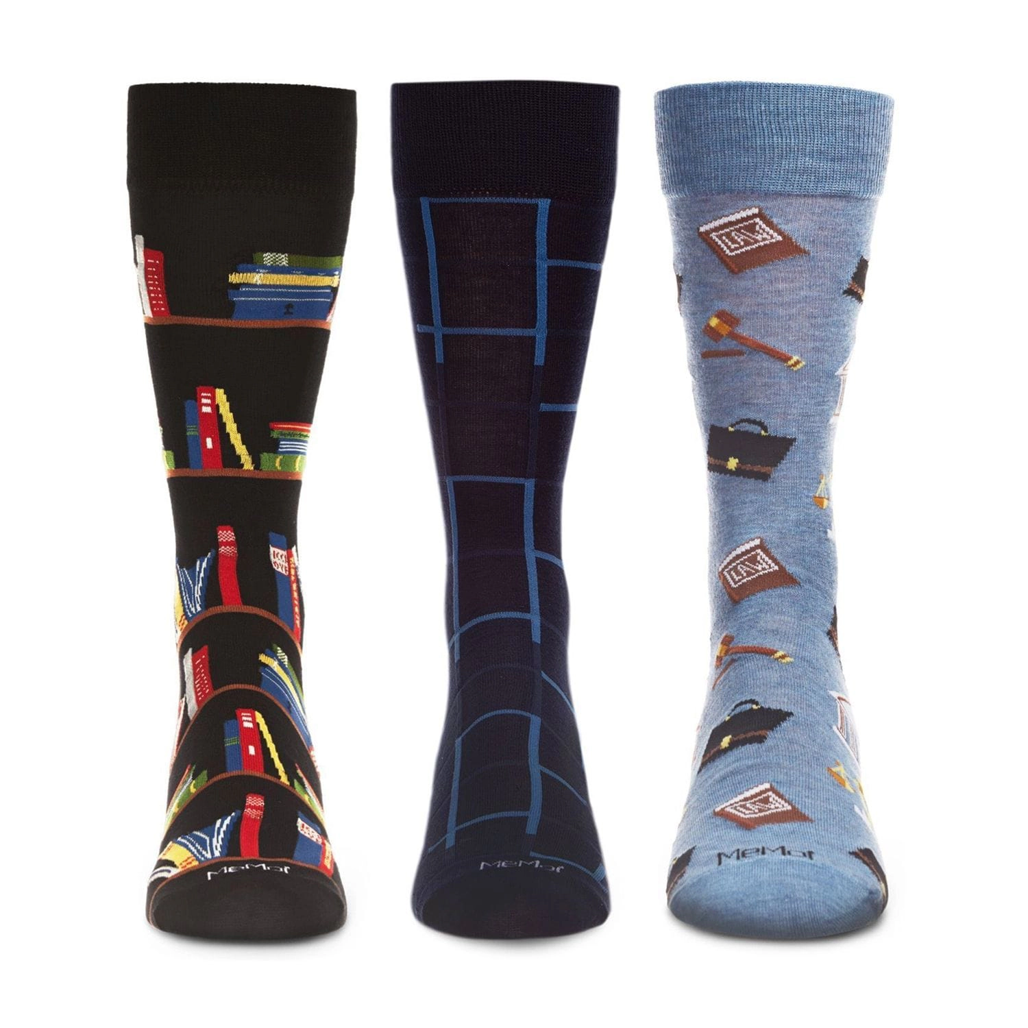 MeMoi Men's 3 Pair Pack Novelty Professions Crew Socks