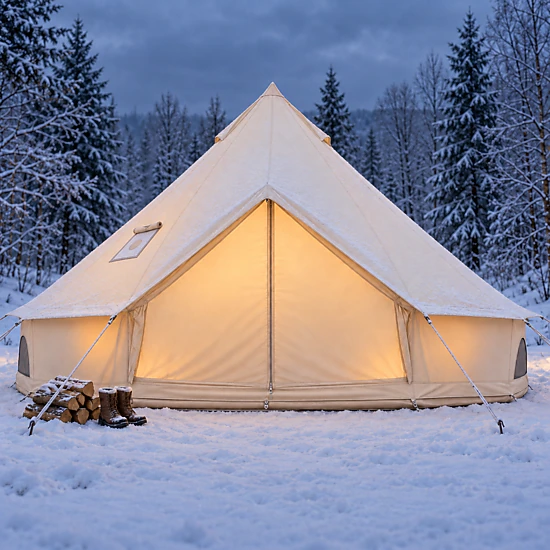 SUGIFT 6-8 Person Beige Waterproof Bell Tent with Stove Jack and PVC ...